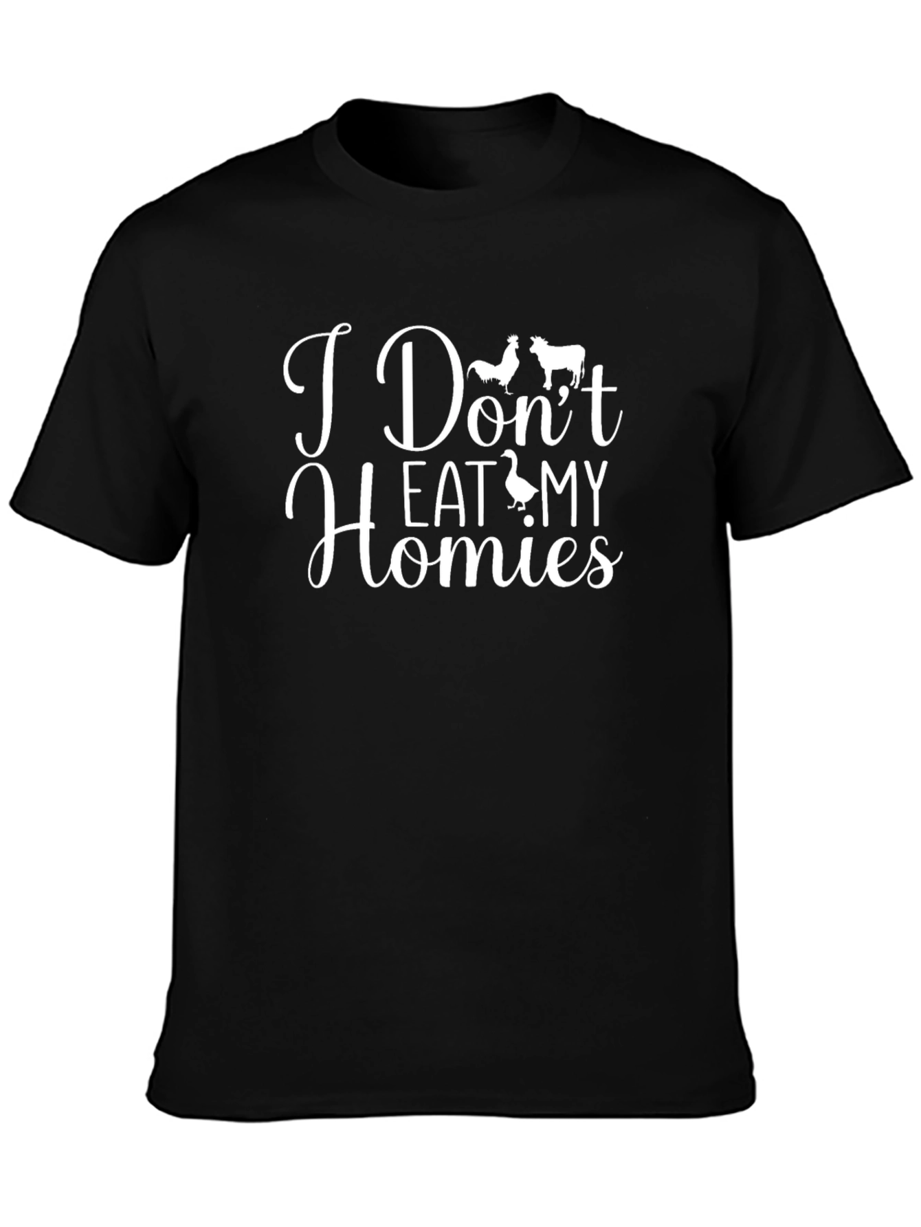 Black Vegan Graphic T-Shirt - I Don't Eat My Homies view 3
