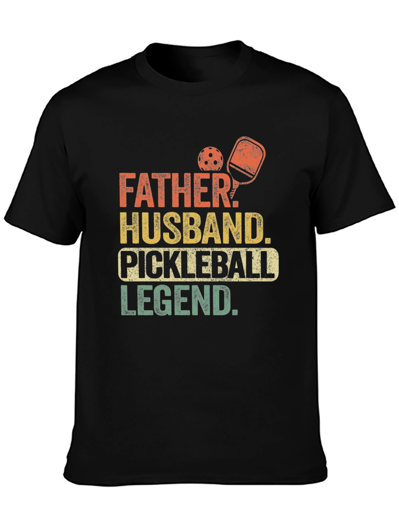 Black Father Husband Pickleball Legend Graphic Tee view 3