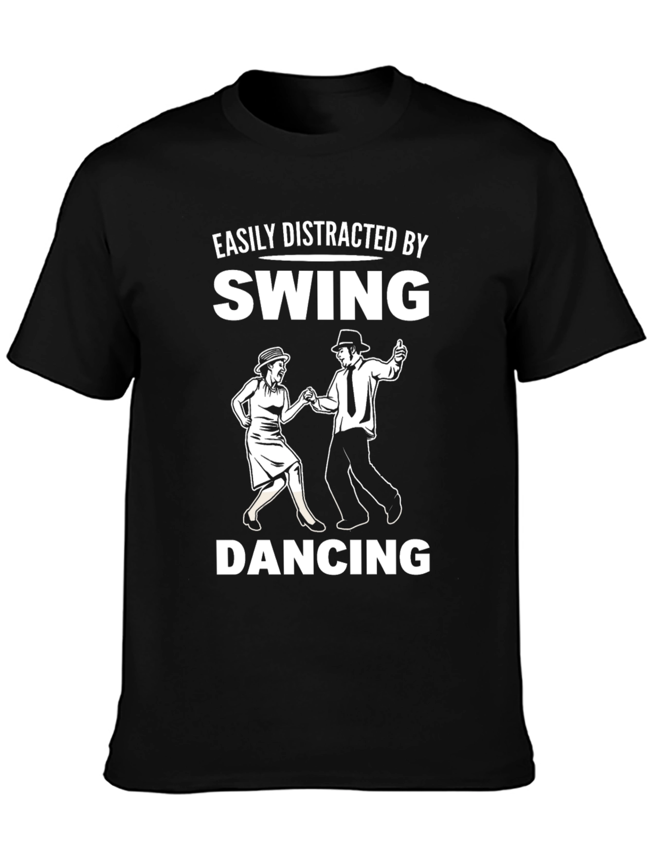 Black Swing Dancing T-Shirt - Easily Distracted By view 3