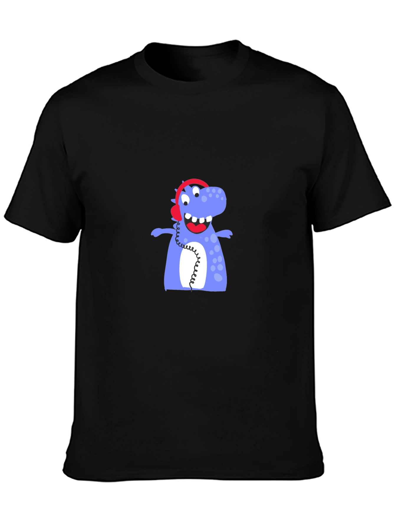 Black Dino Beats T-Shirt - Fun Graphic Tee view 3