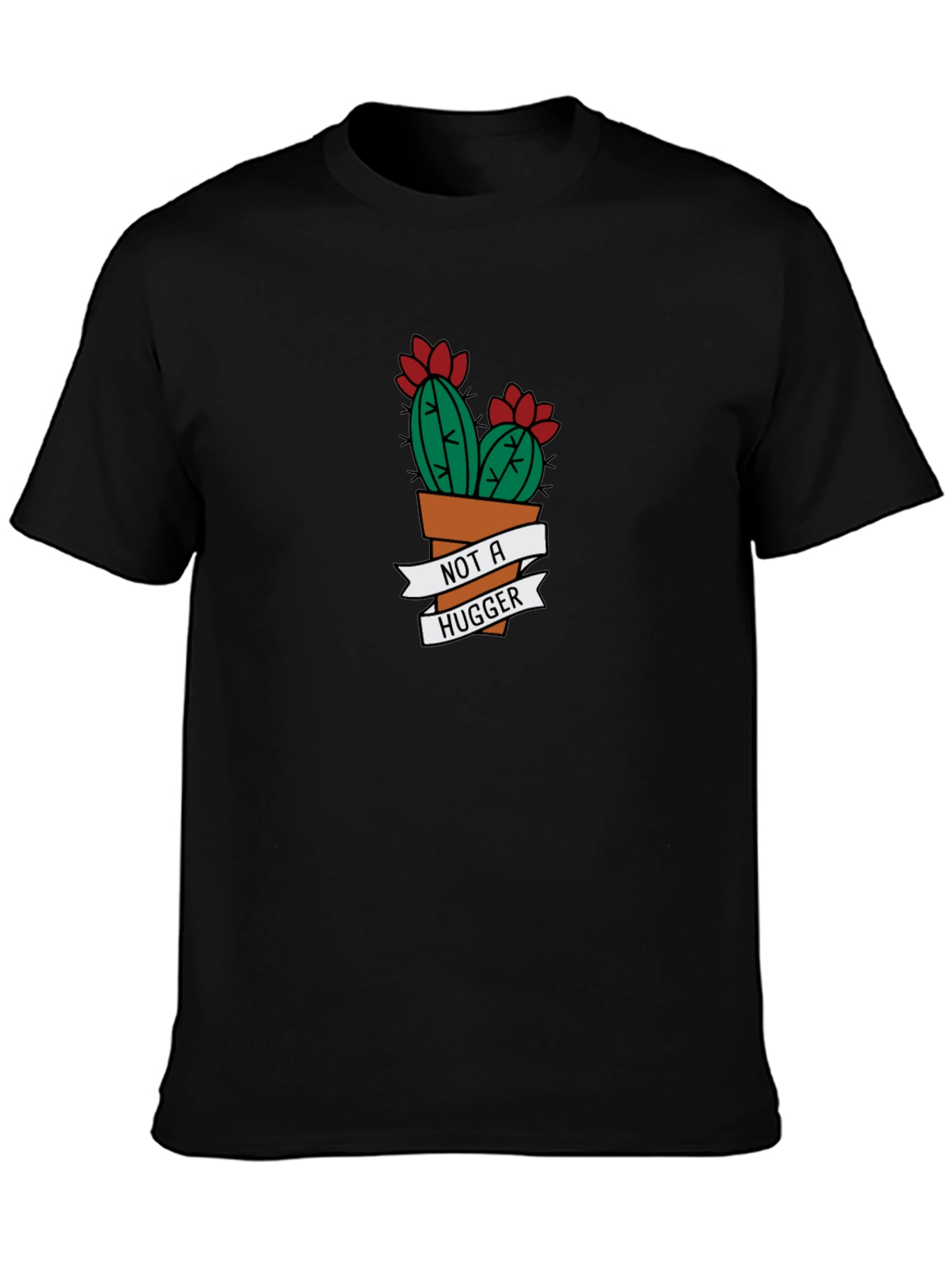 Black Not A Hugger Cactus Graphic Tee - Black view 3