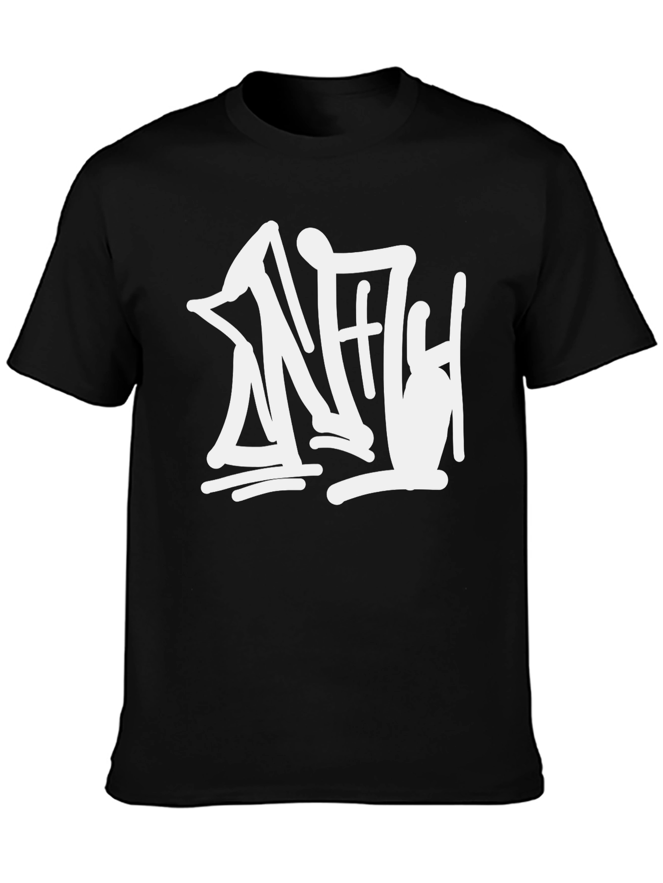 Black Black T-Shirt with White Graphic view 3