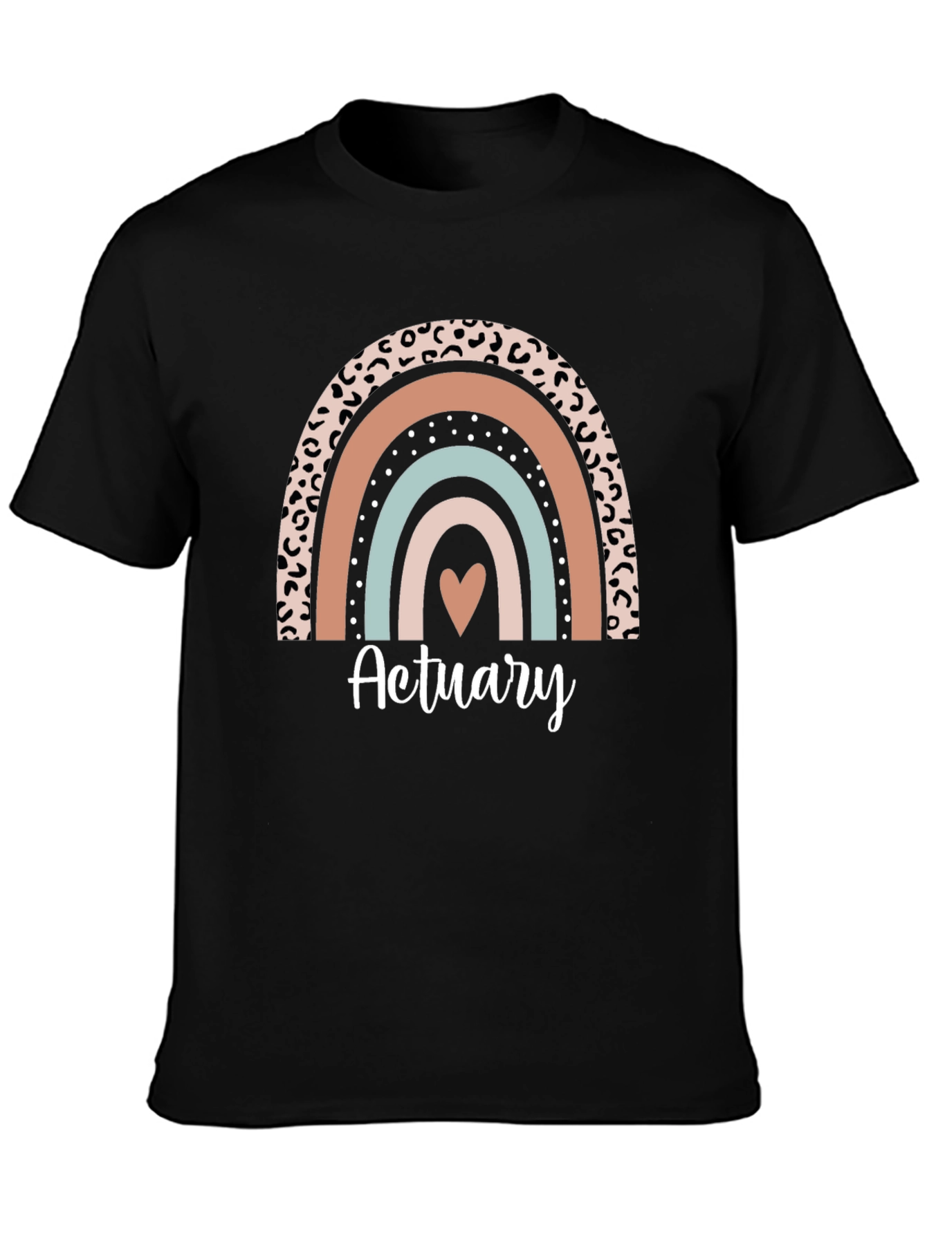 Black Actuary Rainbow Heart Graphic T-Shirt view 3