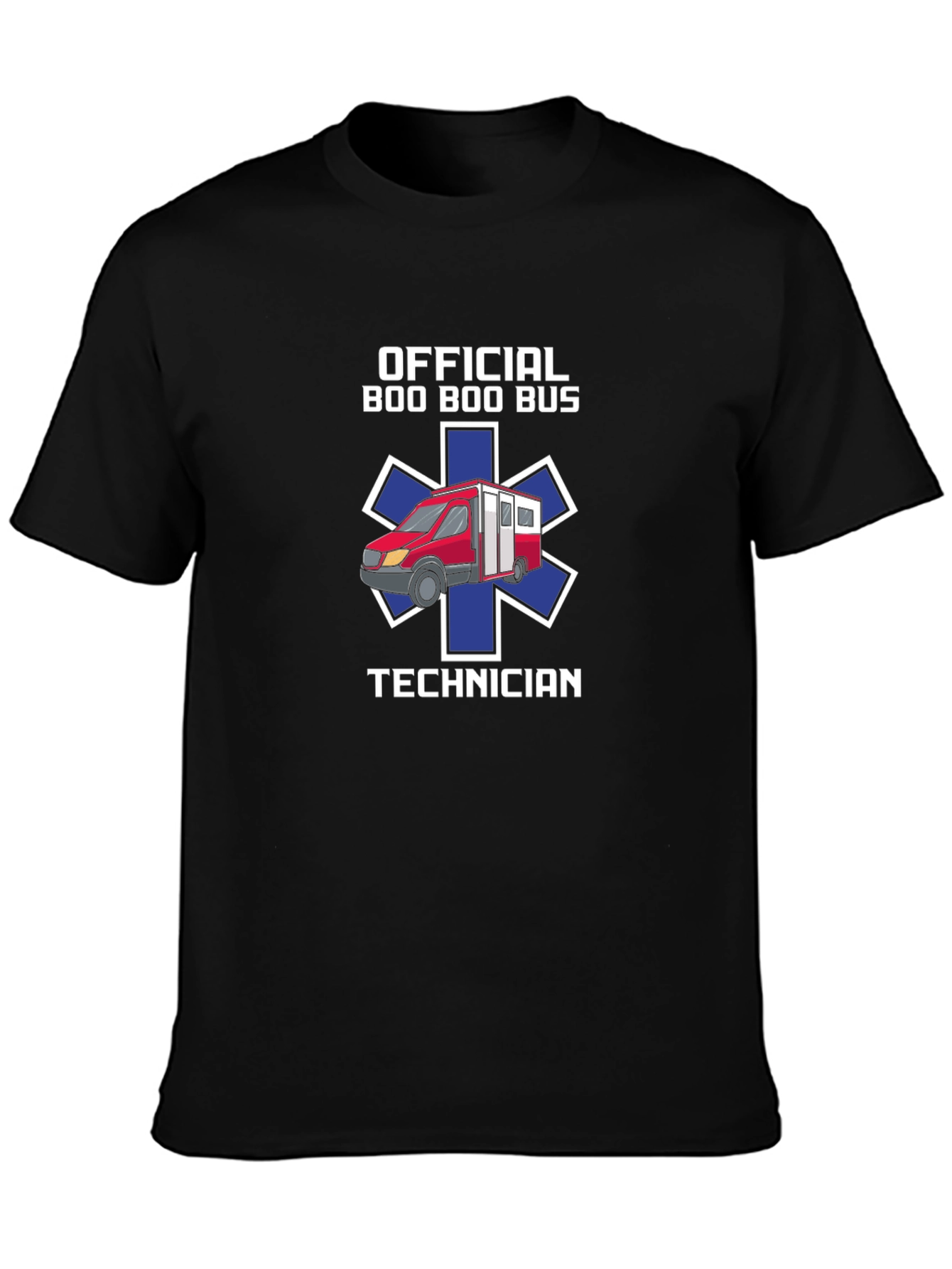 Black Boo Boo Bus Technician Graphic T-Shirt view 3