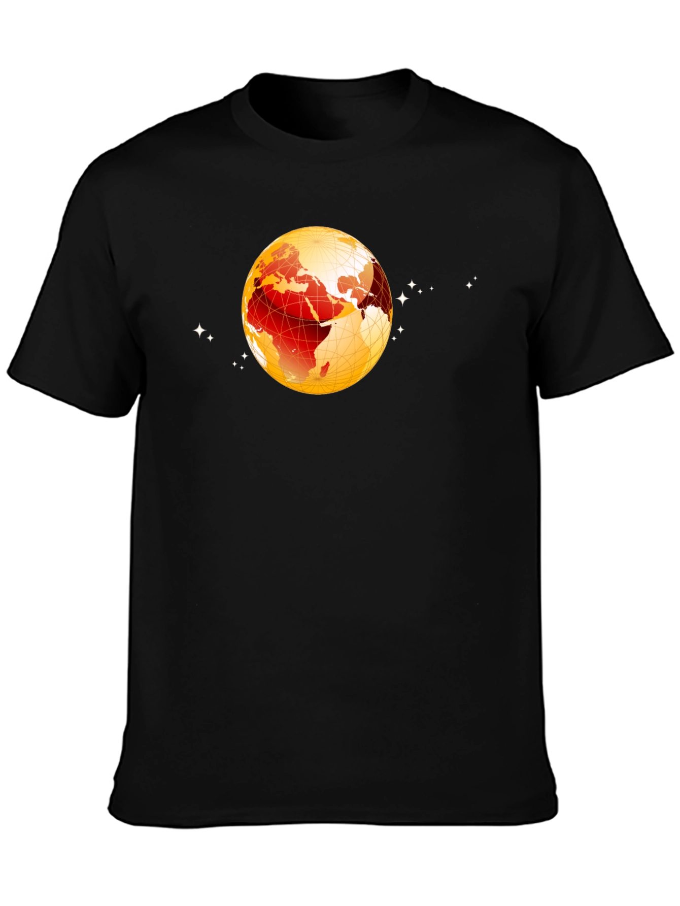 Black Global Sphere Graphic Tee - Black Cotton T-Shirt view 3