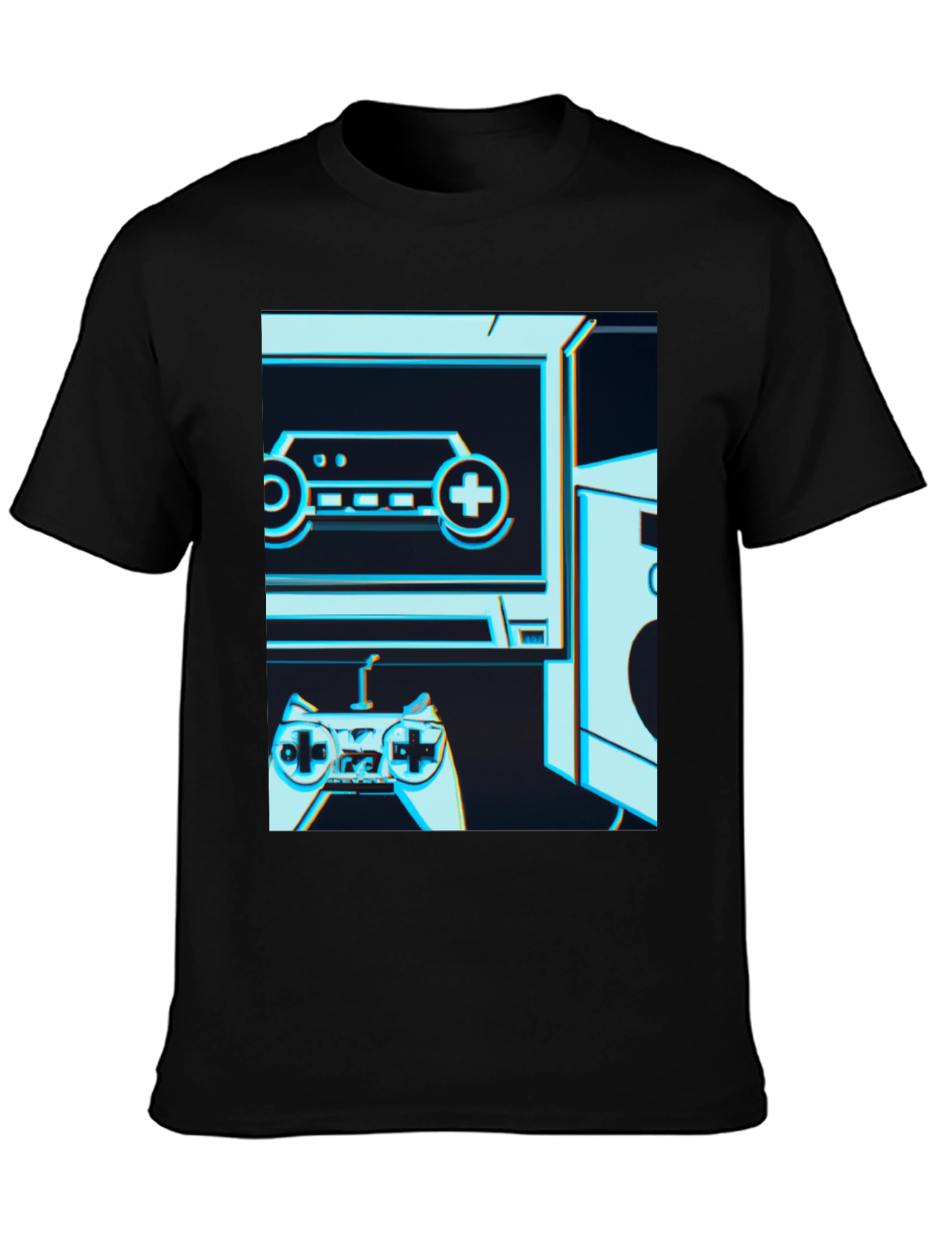 Black Retro Gaming T-Shirt - Classic Console Design view 3