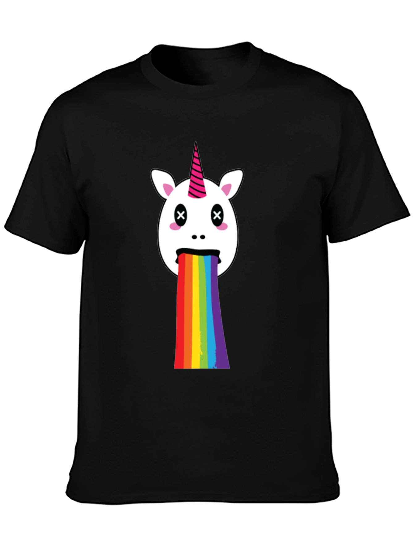 Black Unicorn Rainbow Puke Graphic Tee view 3