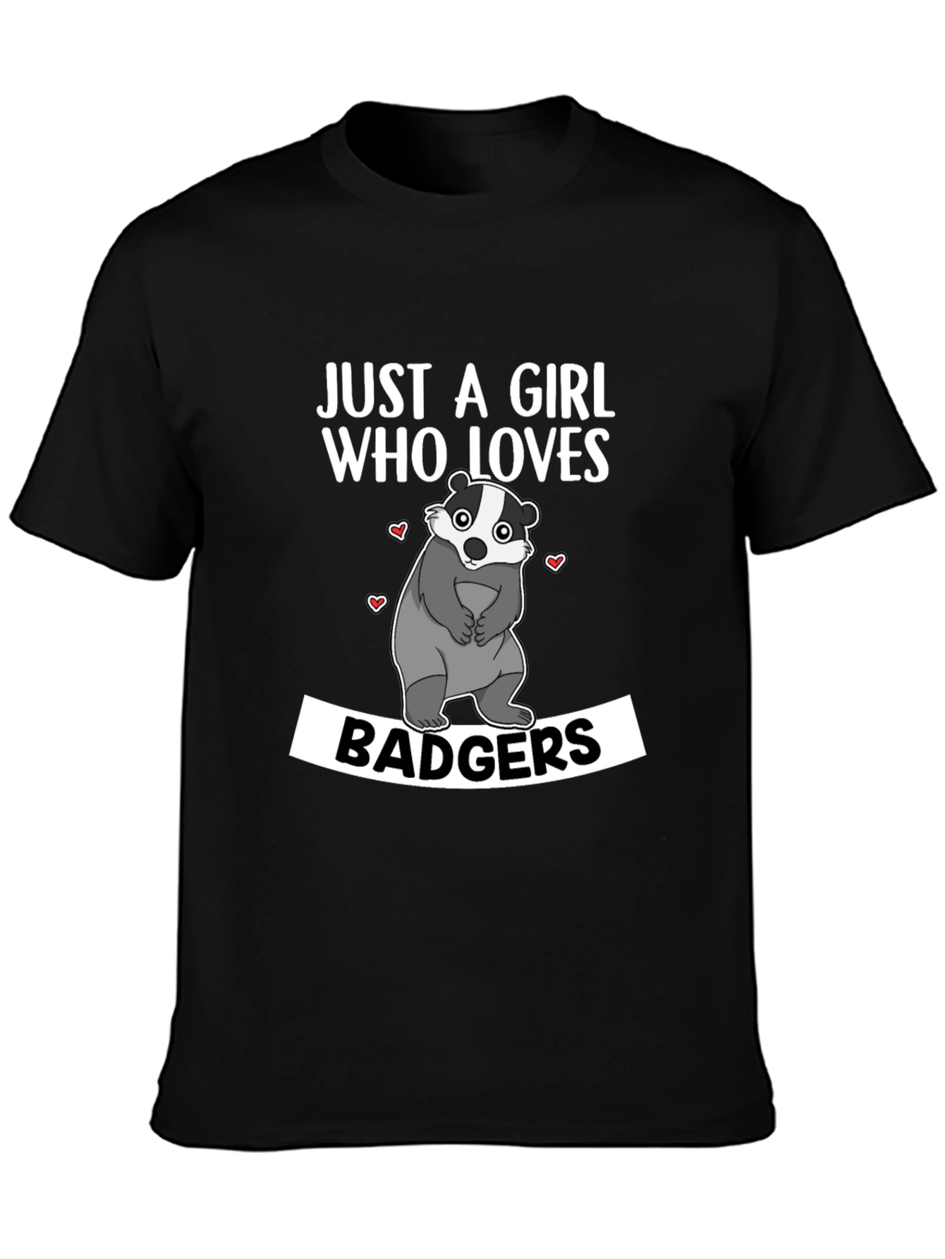 Black Just A Girl Who Loves Badgers T-Shirt view 3