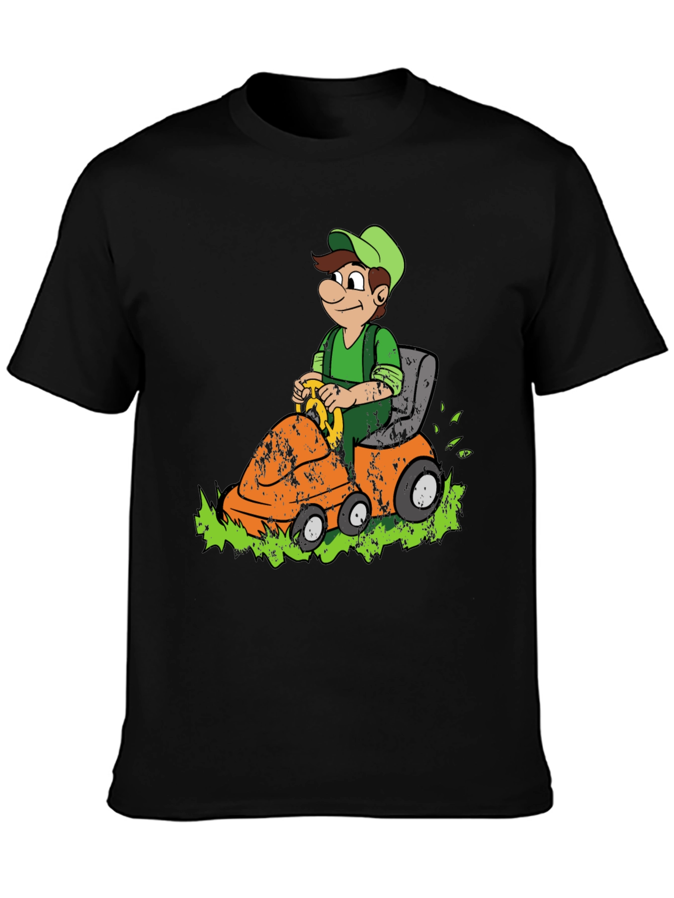 Black Lawn Mowing Luigi Graphic Tee - Black Cotton Blend view 3