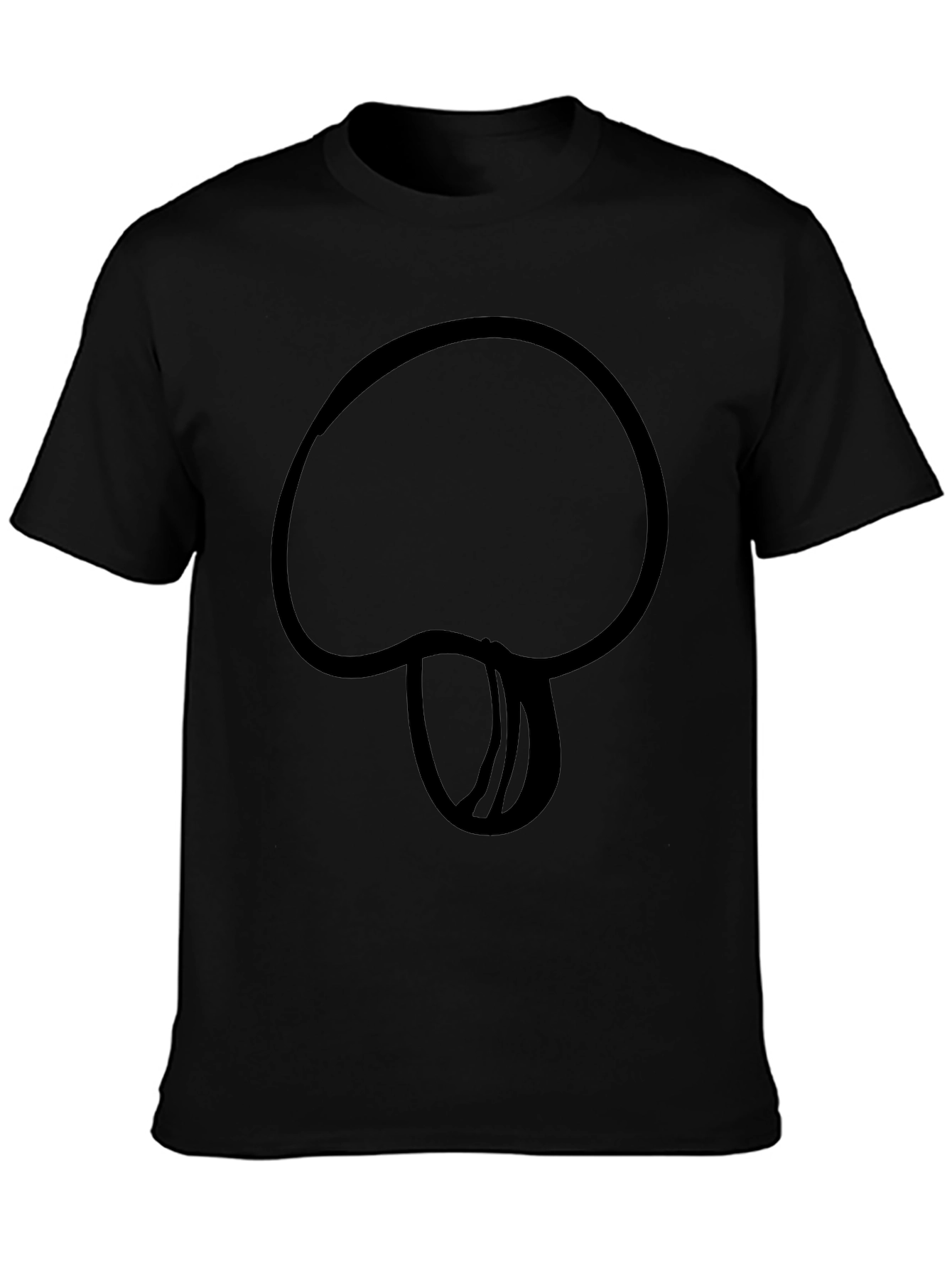 Black Mushroom Outline Black T-Shirt - Casual Style view 3