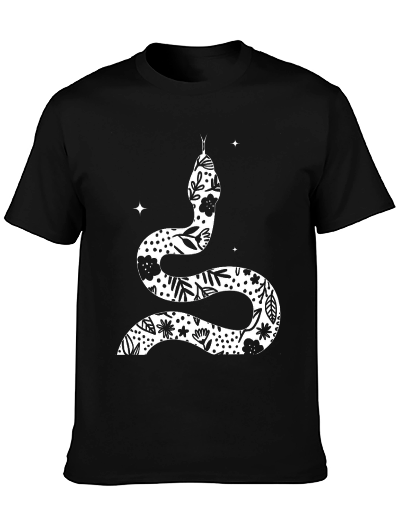 Black Floral Snake Graphic Tee - Unisex view 3