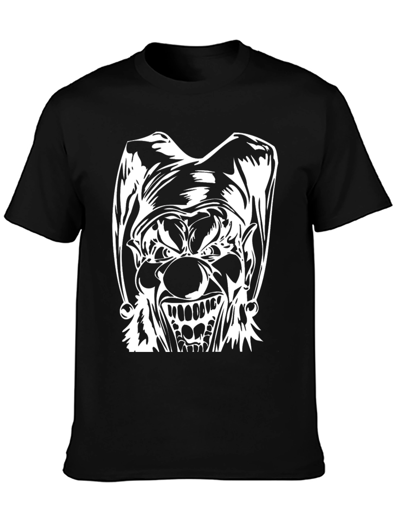 Black Men's Black T-Shirt with Evil Clown Graphic view 3