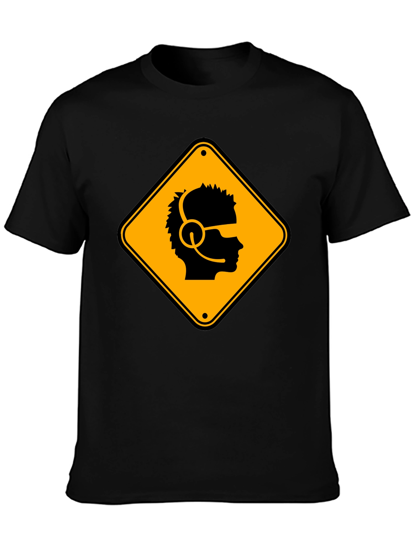 Black Gamer Hazard T-Shirt - Black Cotton Crew Neck Tee view 3