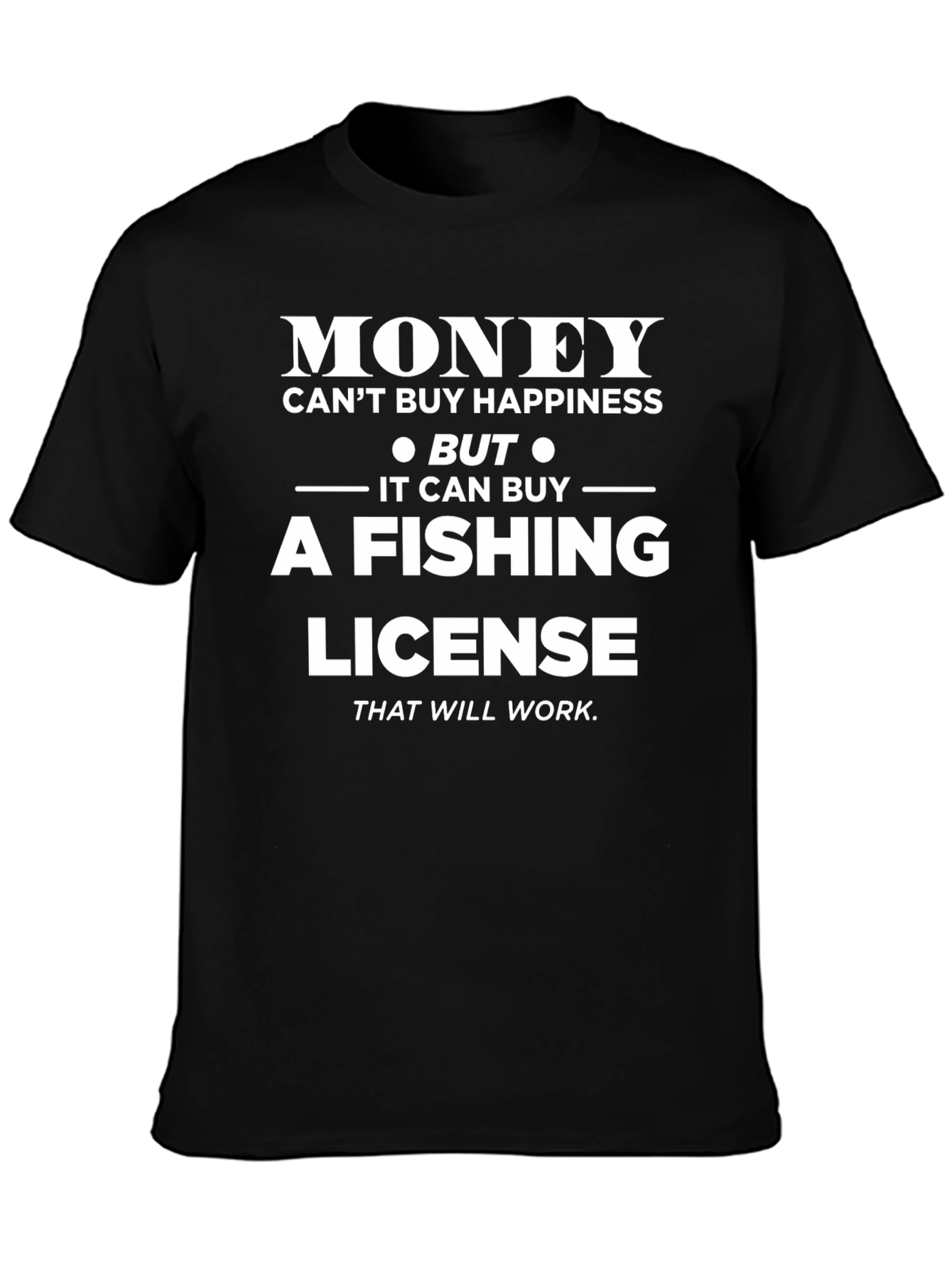 Black Fishing License T-Shirt - Funny Fisherman Gift view 3