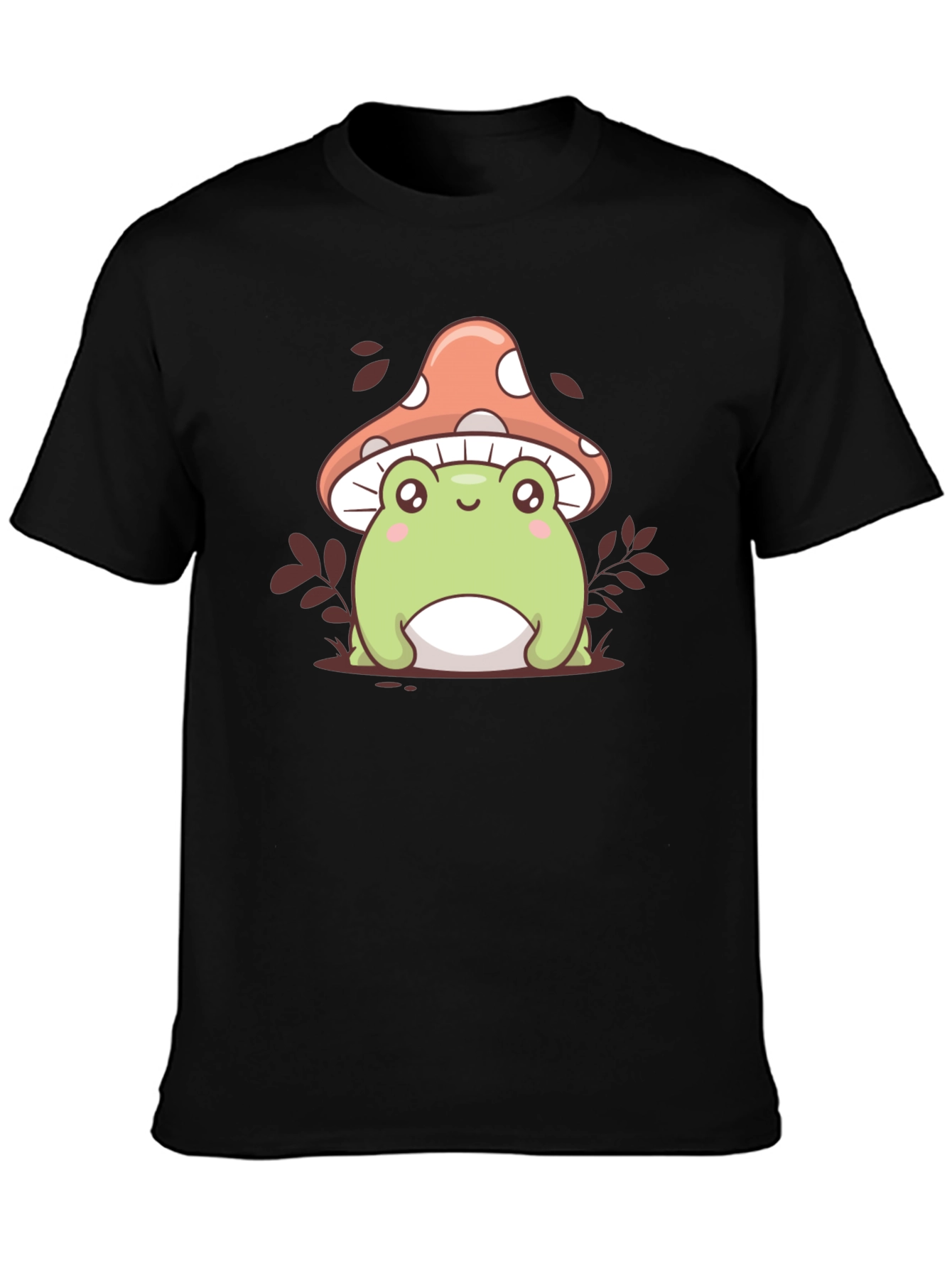 Black Cute Frog & Mushroom Graphic Tee view 3