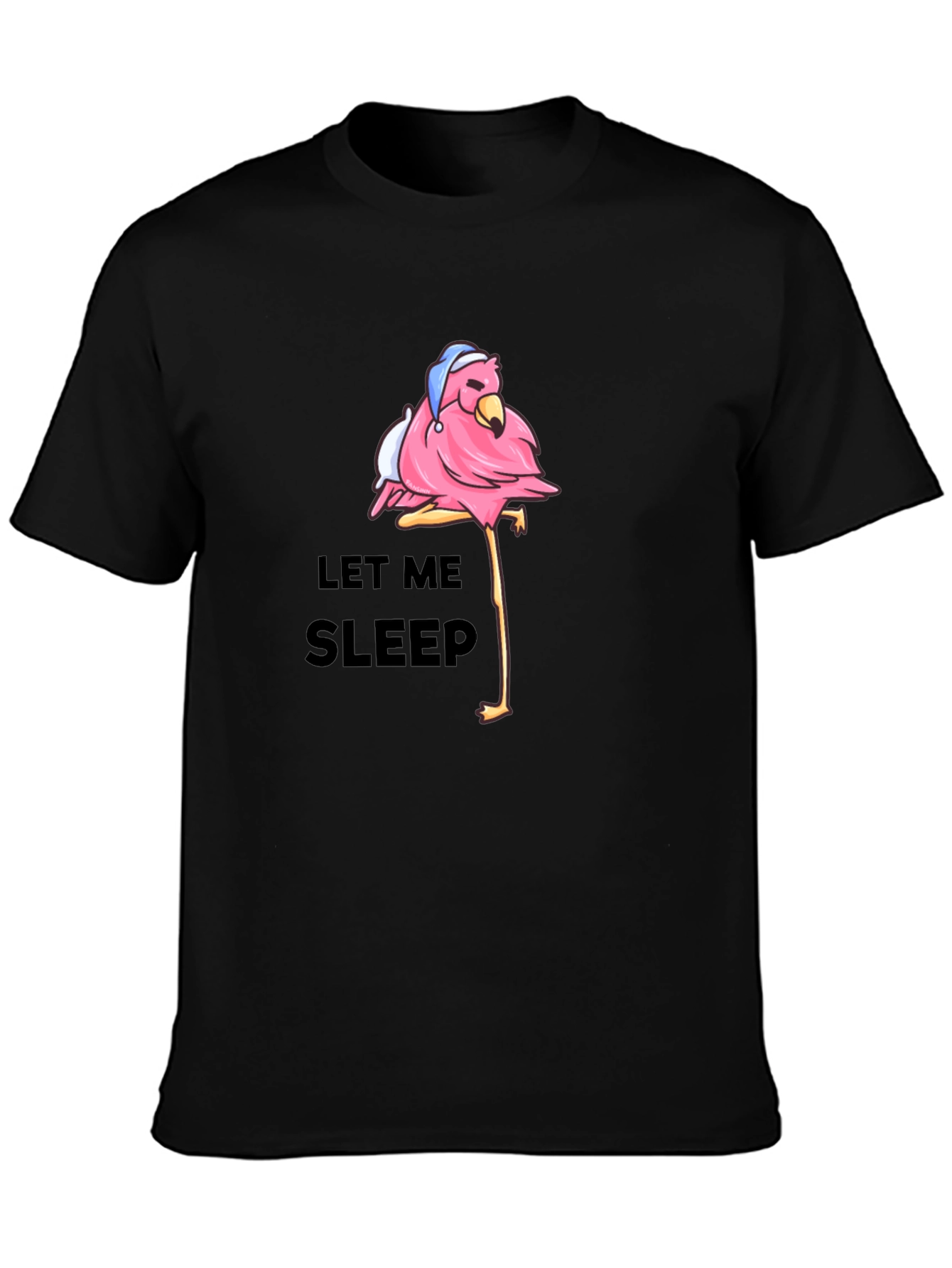 Black Sleepy Flamingo Graphic T-Shirt - Men's Black Tee view 3