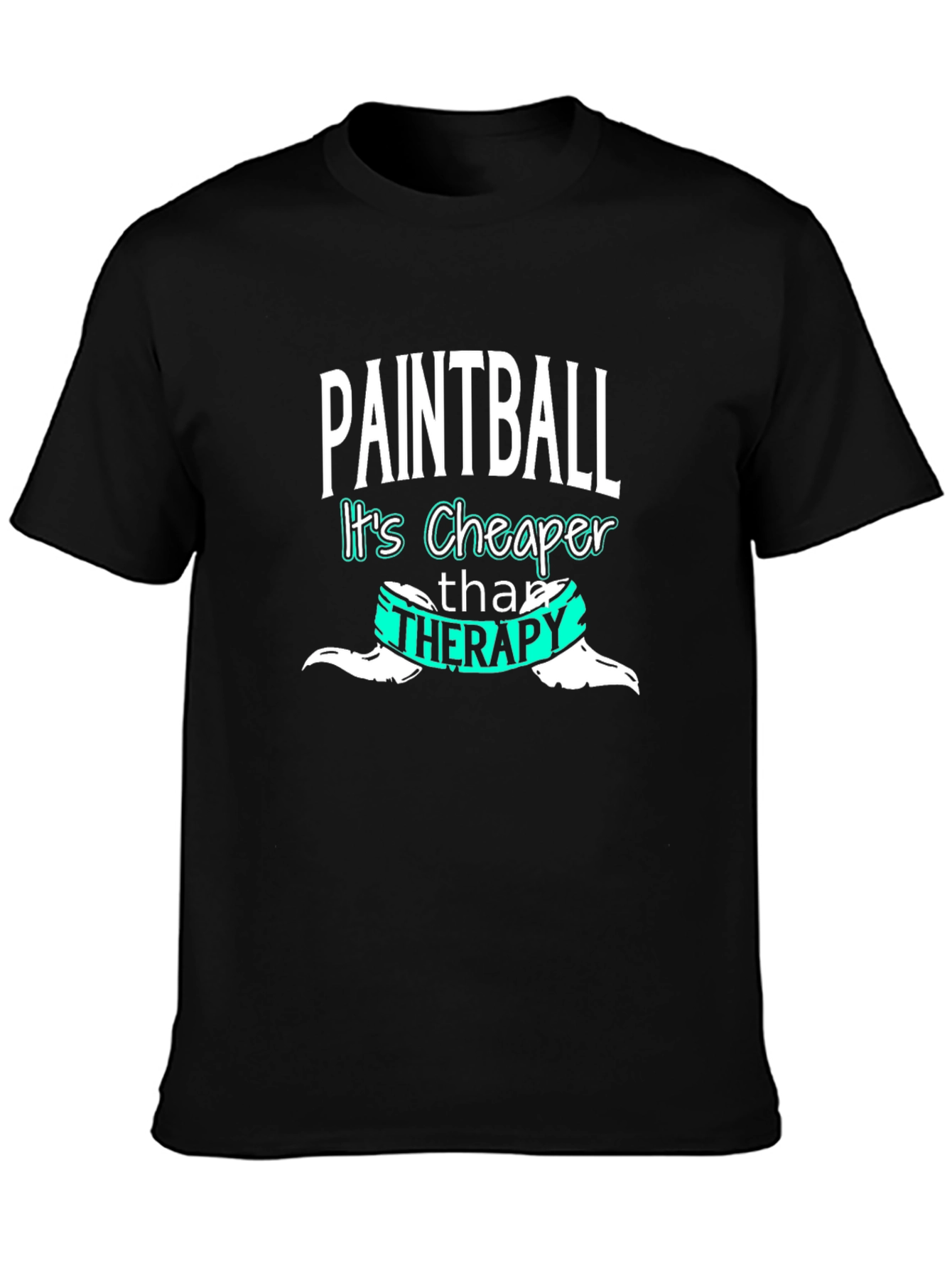 Black Paintball Therapy Funny T-Shirt view 3