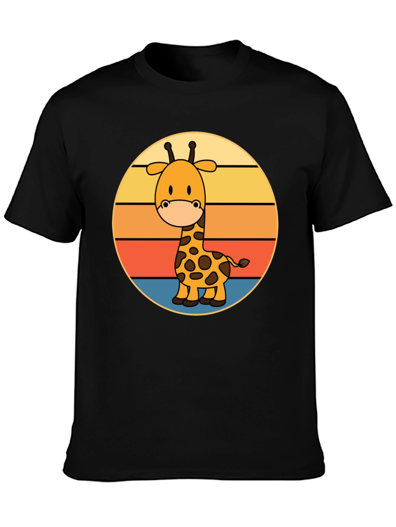 Black Giraffe Retro Sunset T-Shirt view 3