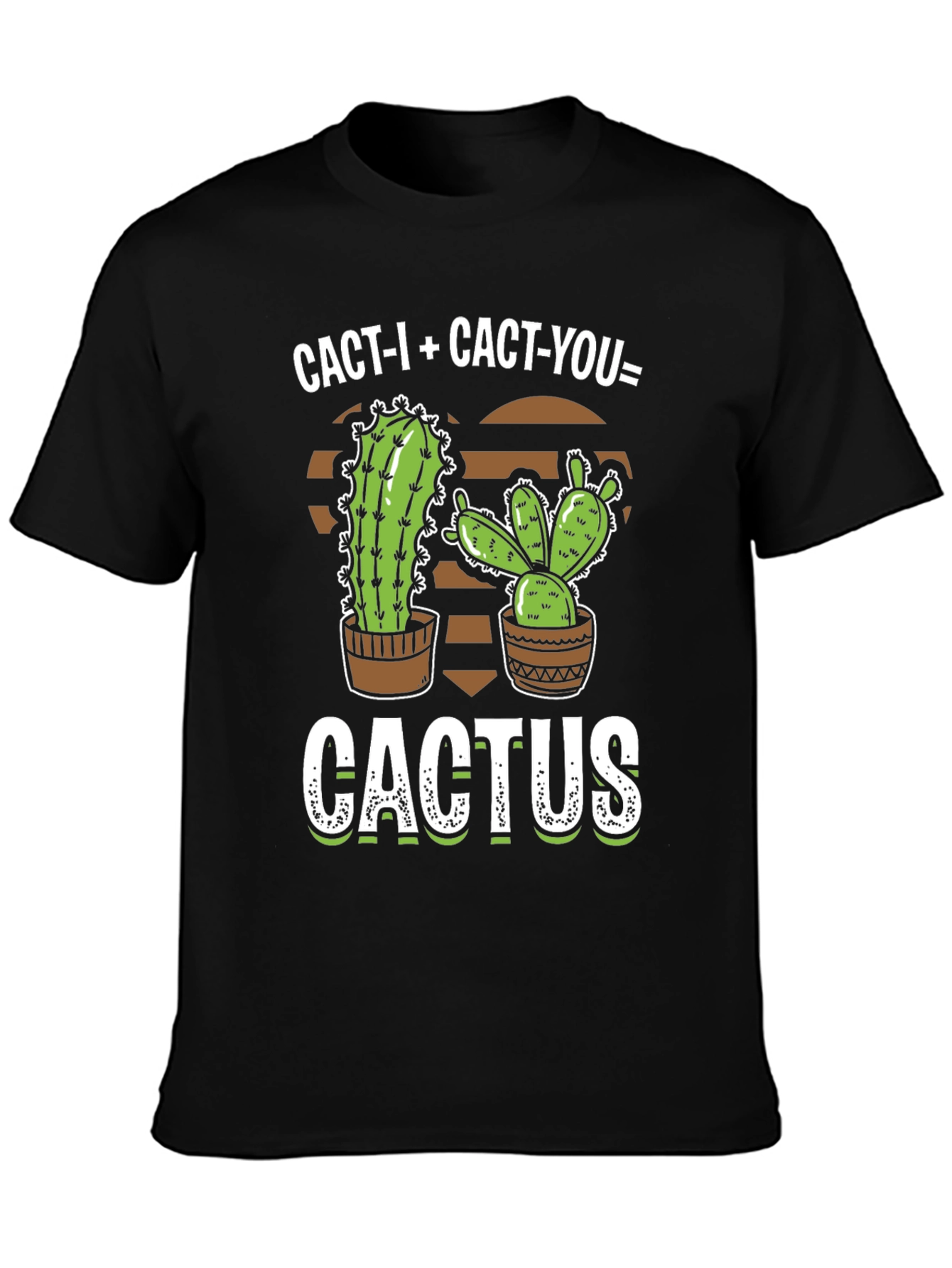 Black Cactus Graphic T-Shirt - "Cact-I + Cact-You = Cactus" view 3