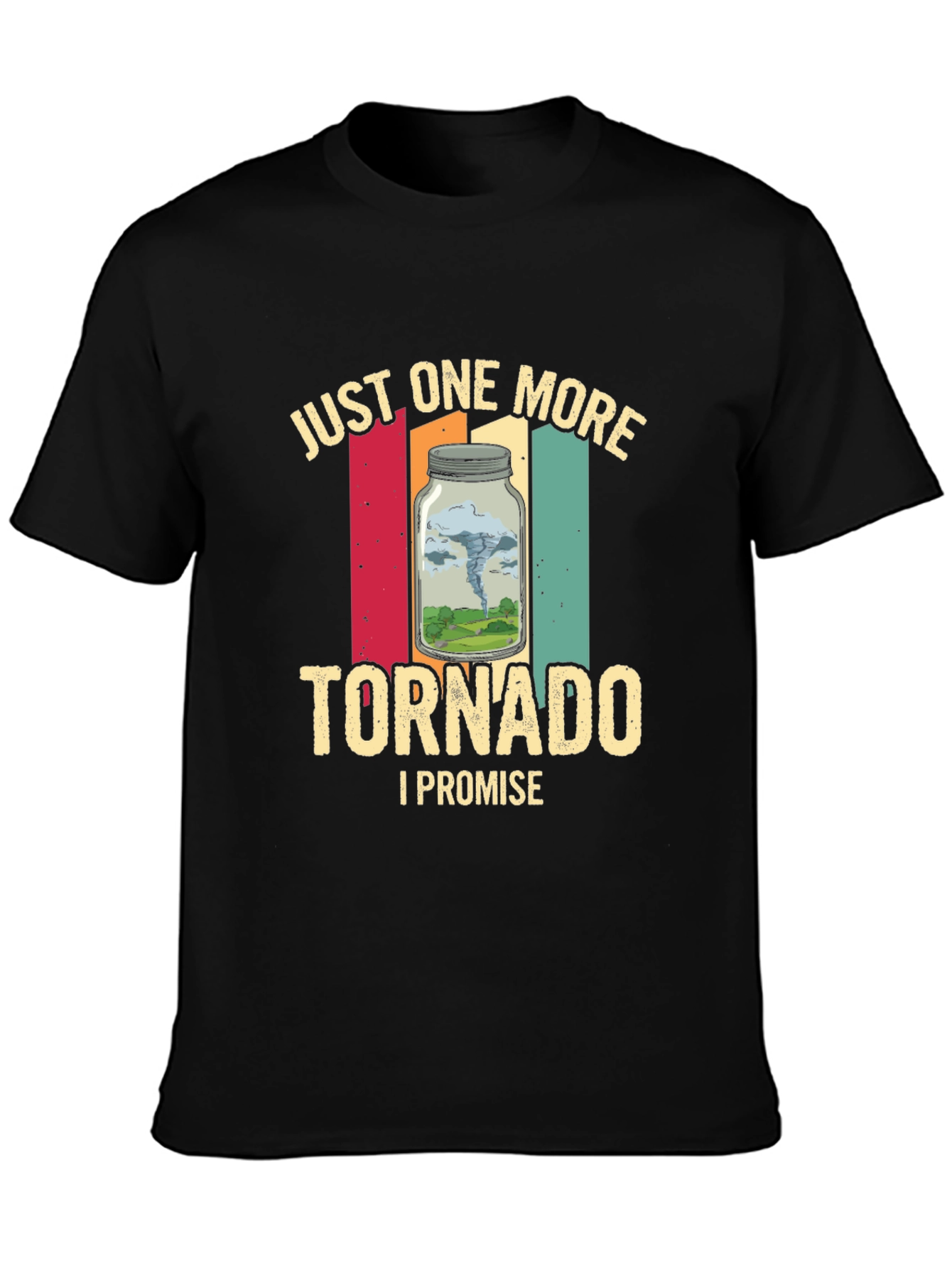 Black Funny Tornado T-Shirt, Just One More Tornado Tee view 3