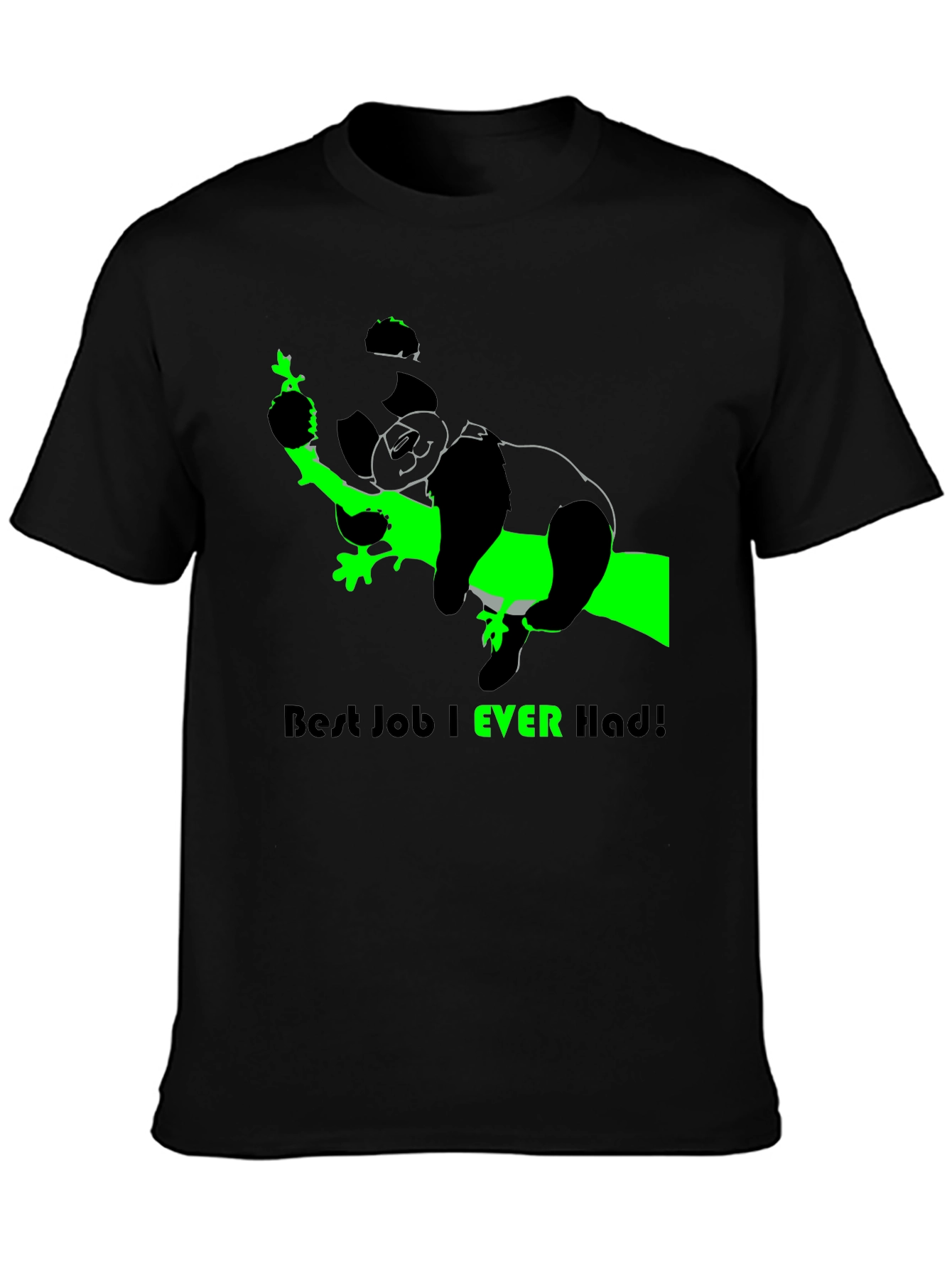 Black Best Job Ever T-Shirt - Relaxed Panda Design view 3