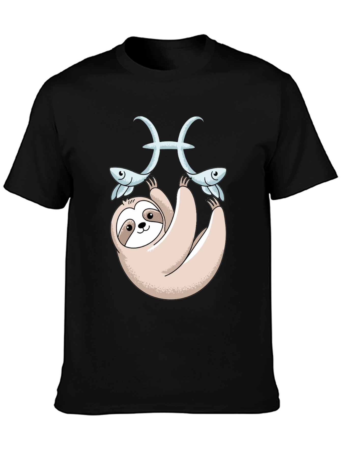 Black Sloth Pisces Zodiac T-Shirt Funny Horoscope Tee view 3