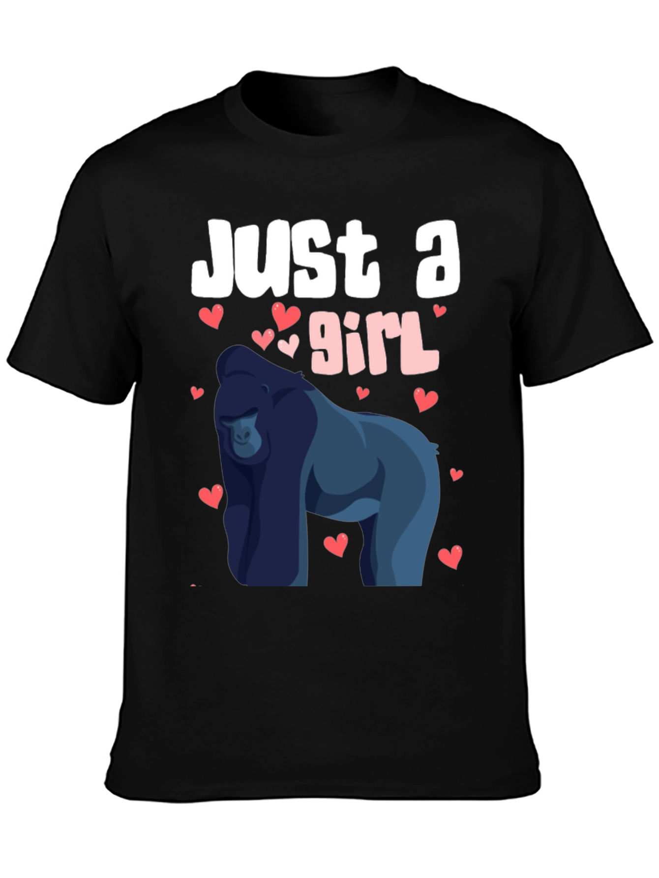 Black Just a Girl Who Loves Gorillas T-Shirt view 3