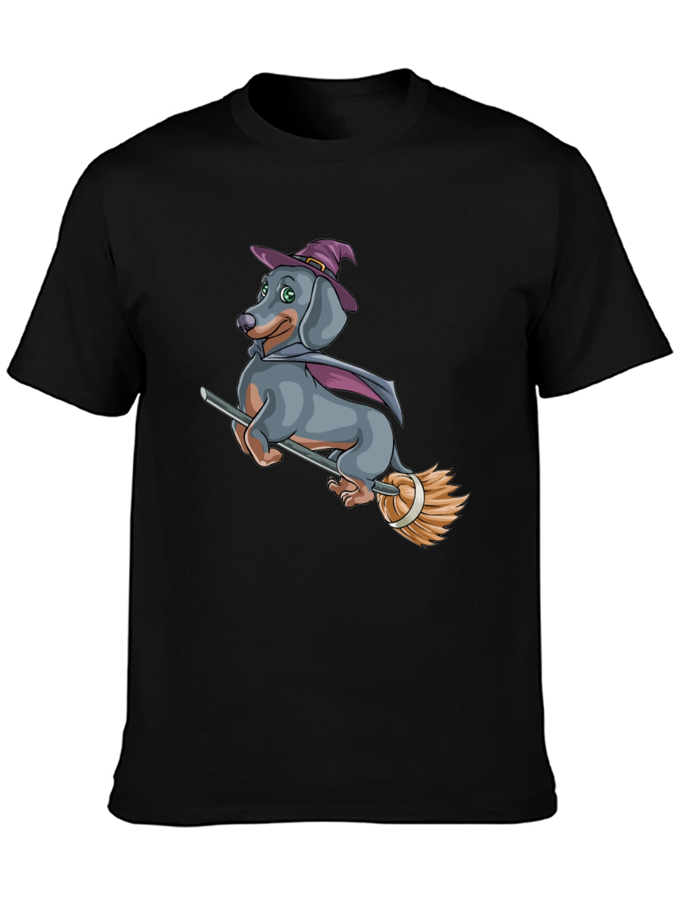 Black Witch Dachshund T-Shirt - Halloween Dog Tee view 3