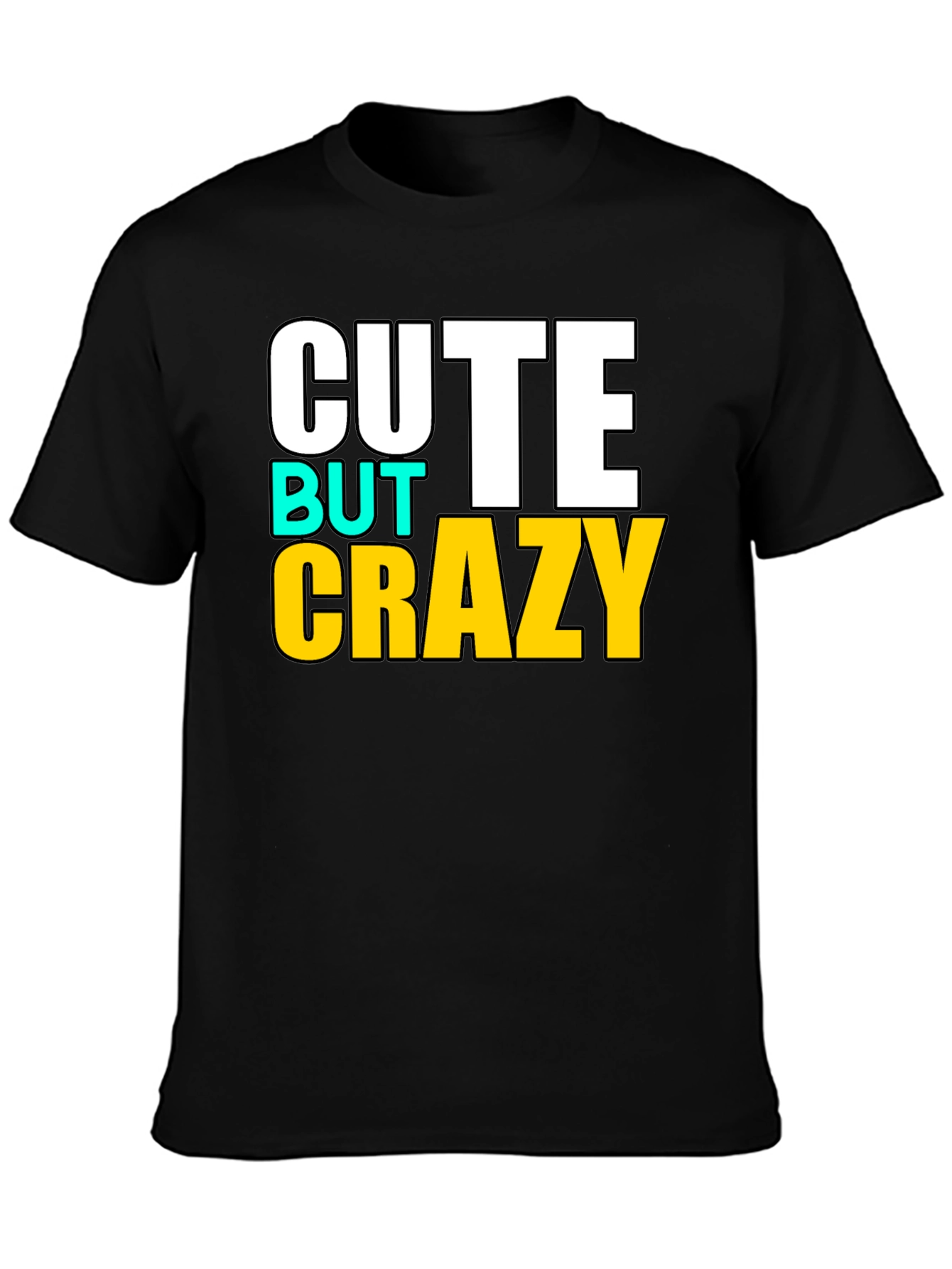 Black Cute But Crazy Graphic T-Shirt - Black view 3