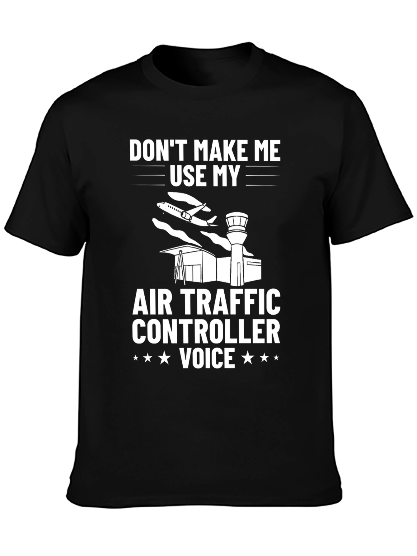 Black Air Traffic Controller Voice T-Shirt - Funny Aviation Tee view 3