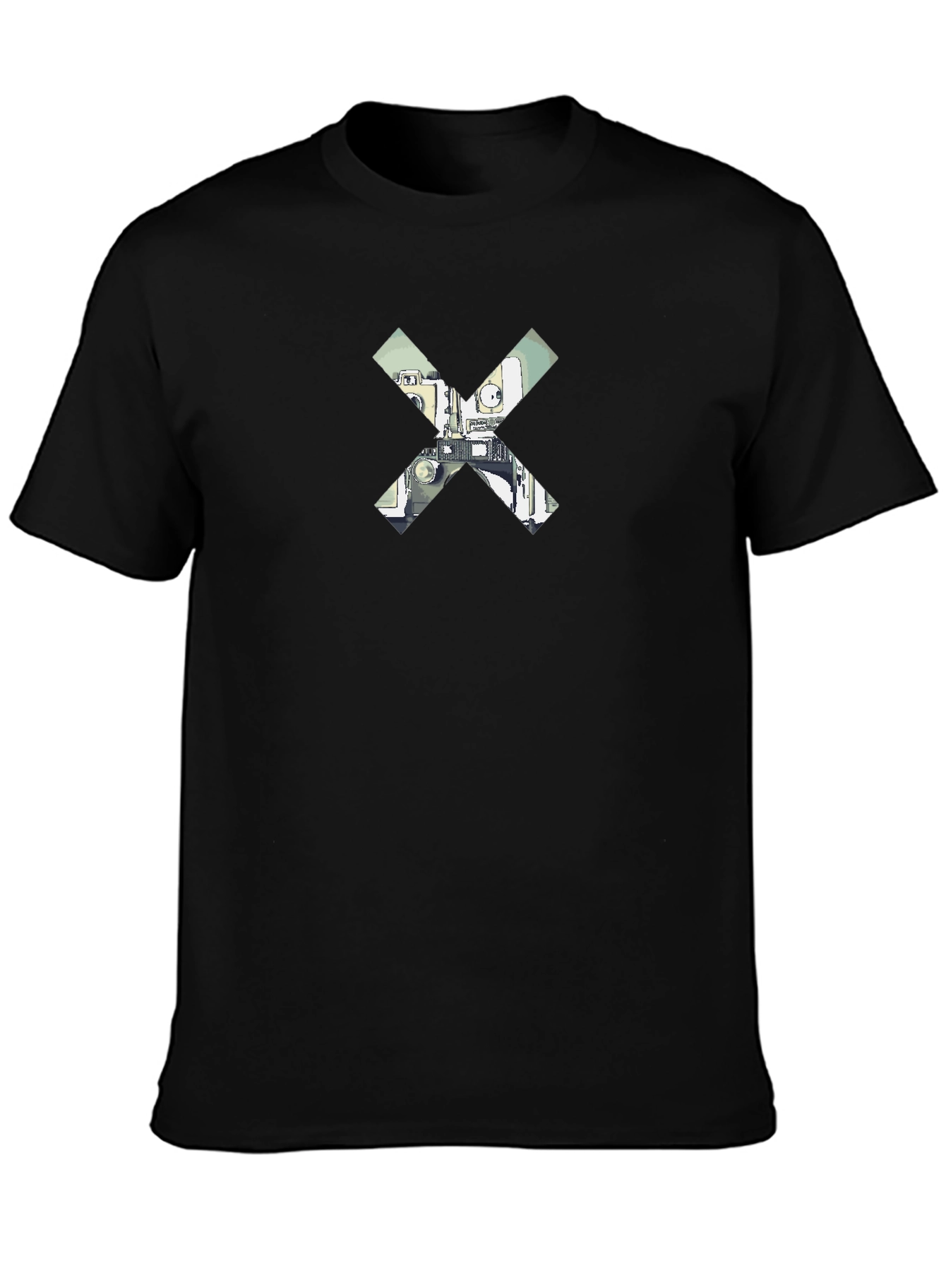 Black Abstract X Graphic Black T-Shirt view 3