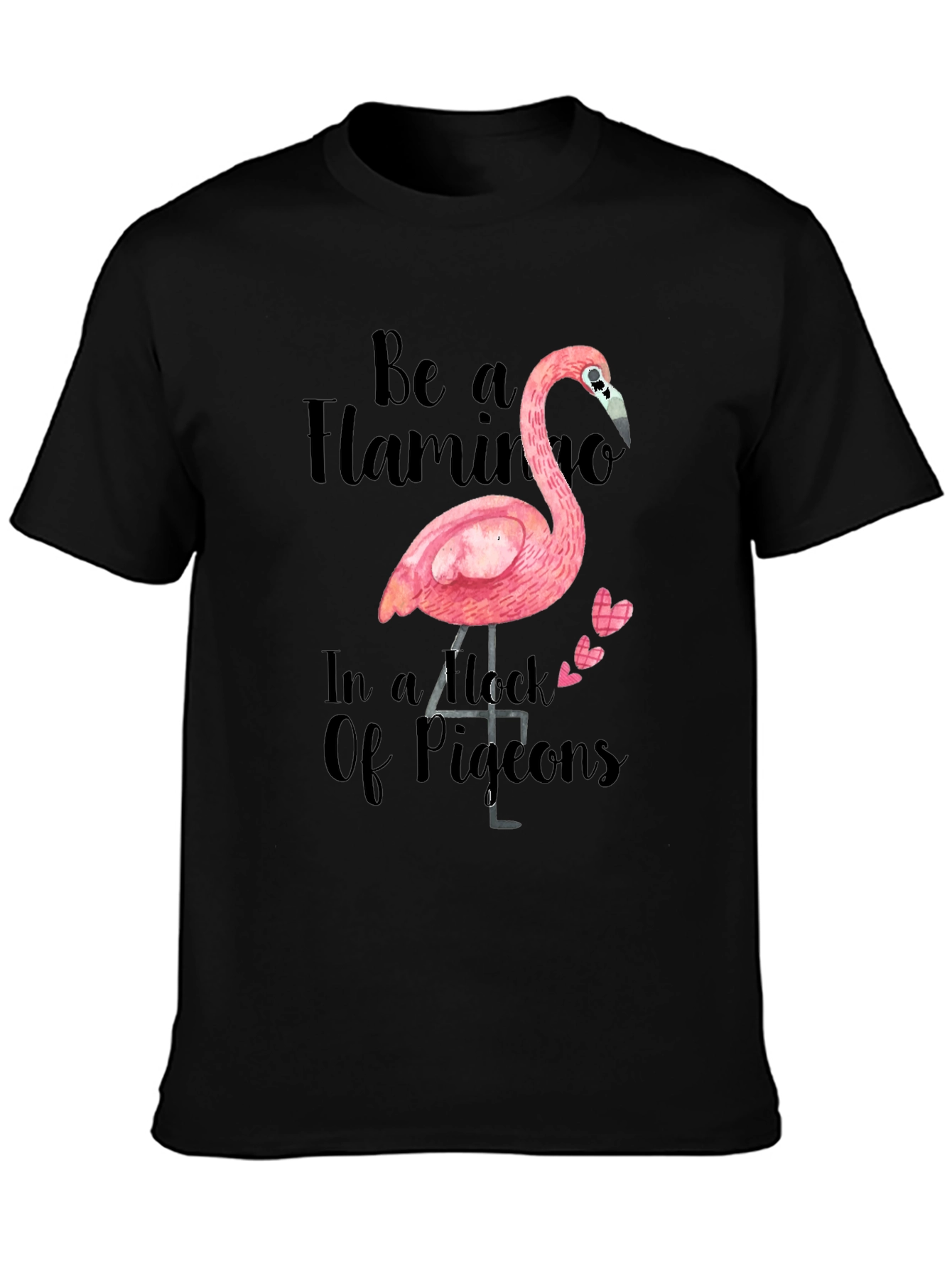 Black Be a Flamingo T-Shirt - Quirky Graphic Tee view 3