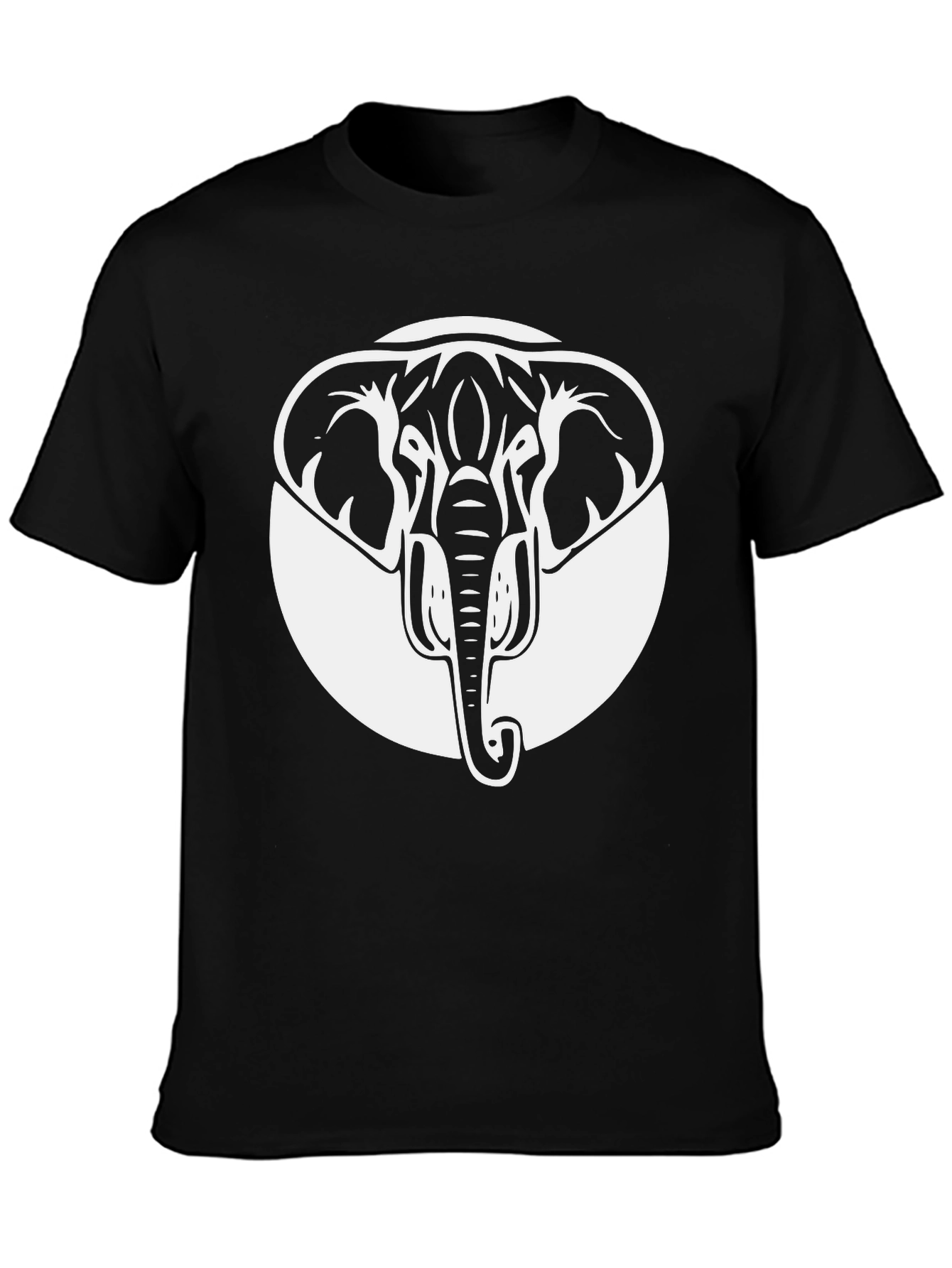 Black Elephant Graphic Tee - Black Crew Neck Cotton Shirt view 3