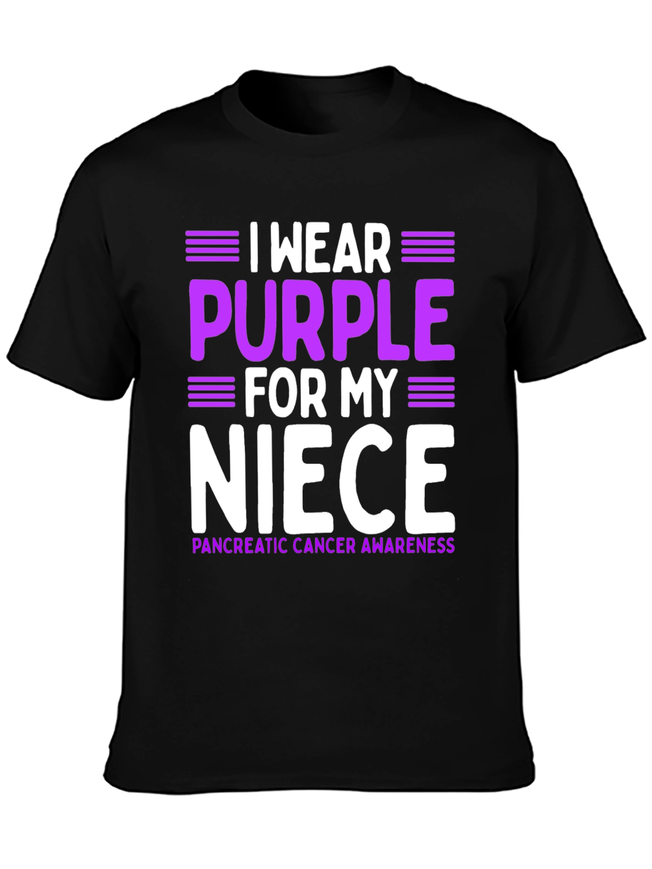 Black I Wear Purple For My Niece T-Shirt Pancreatic Cancer Awareness view 3