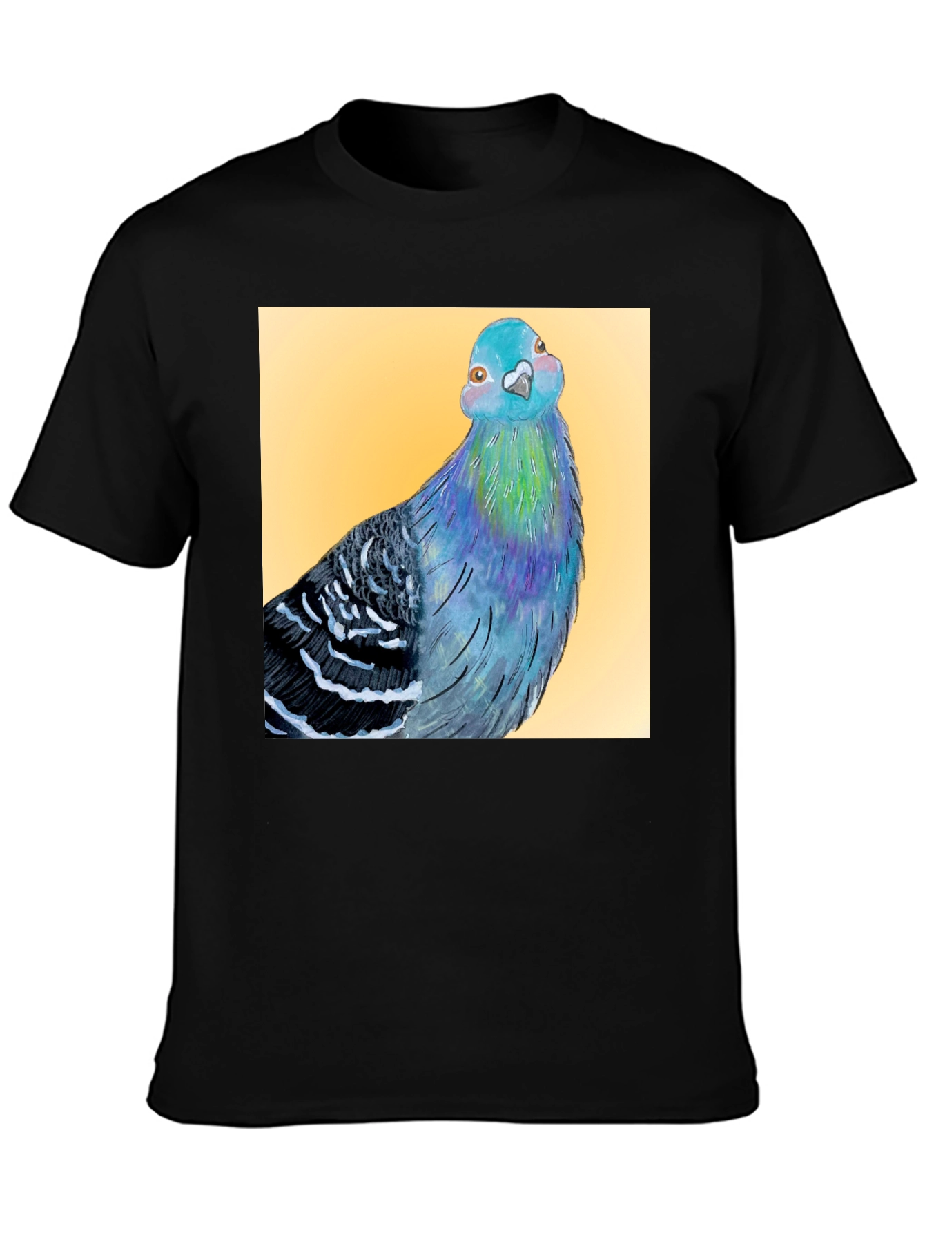 Black Pigeon Graphic T-Shirt - Unique Bird Art Tee view 3