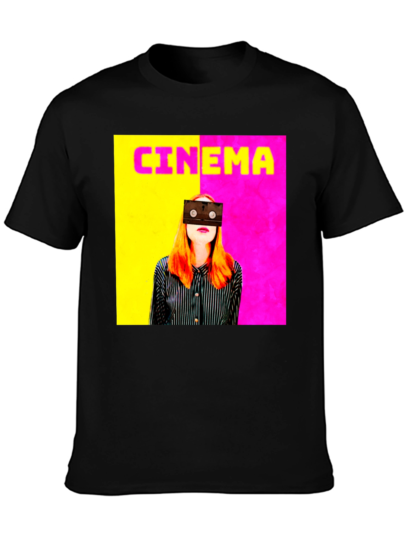 Black Cinema Graphic Tee - Retro Film T-Shirt view 3