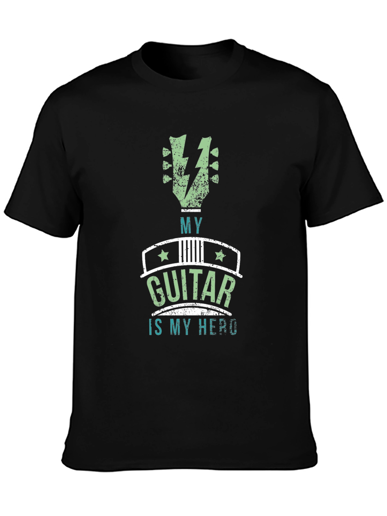 Black My Guitar Is My Hero T-Shirt view 3