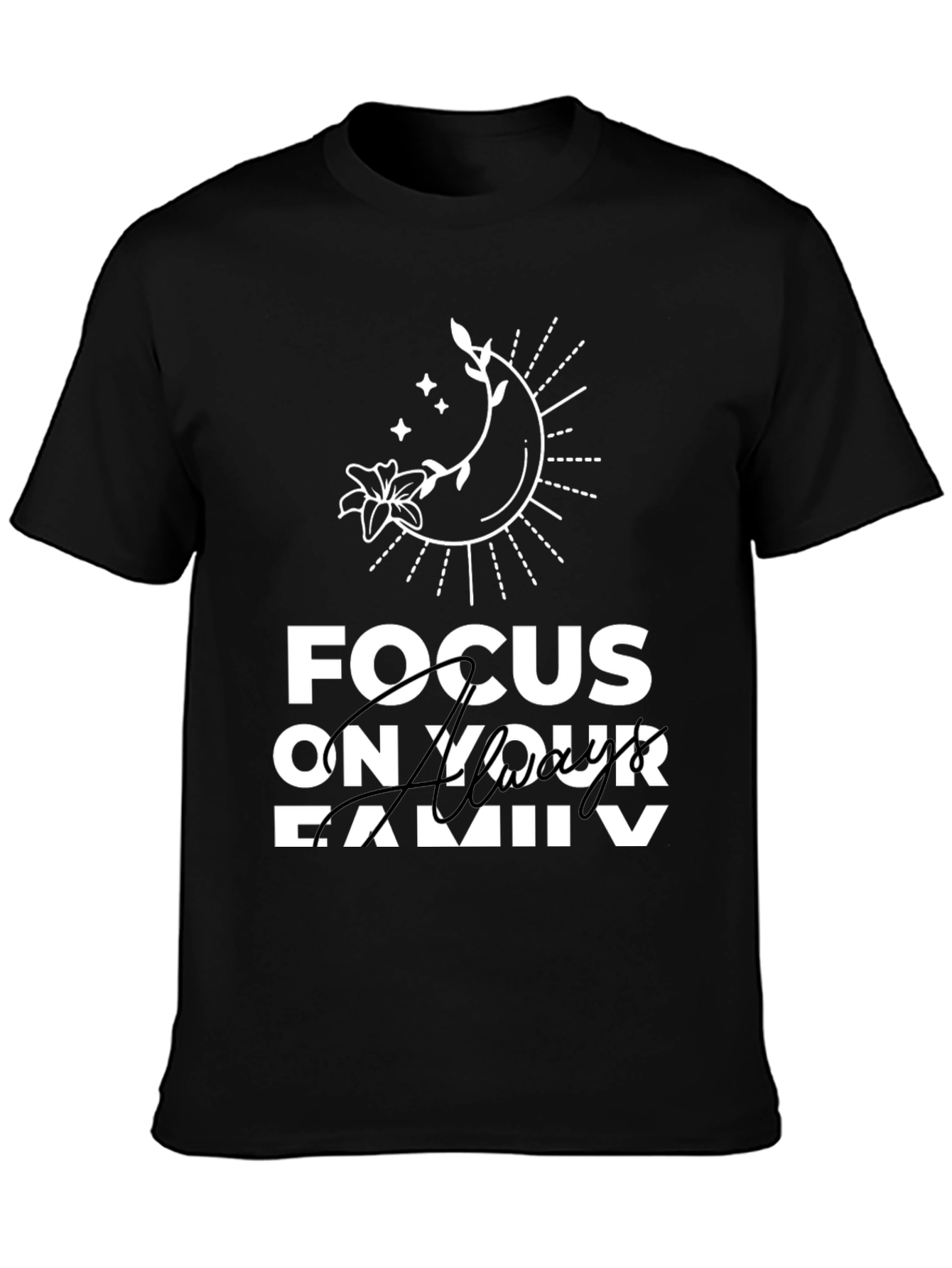 Black Focus On Your Family Graphic T-Shirt - Black view 3