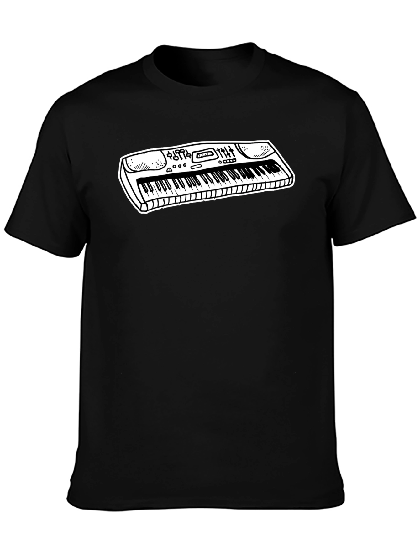 Black Keyboard Graphic Tee - Music Lover Shirt view 3