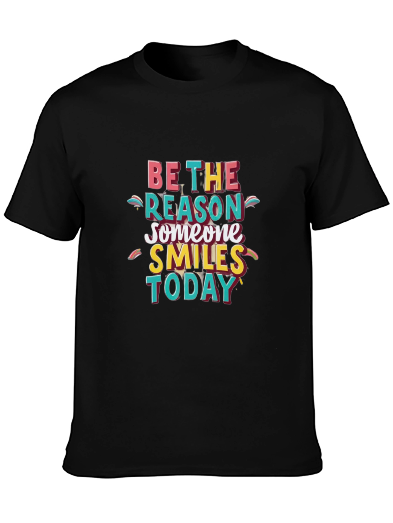 Black Be the Reason T-Shirt: Smiles Today Black Cotton Tee view 3