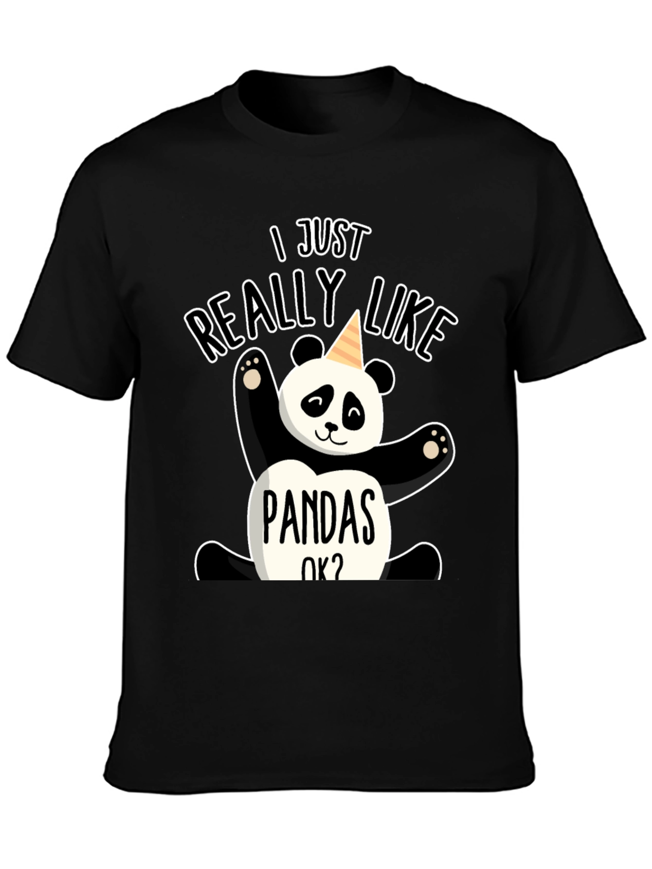 Black I Just Really Like Pandas OK? Graphic Tee view 3