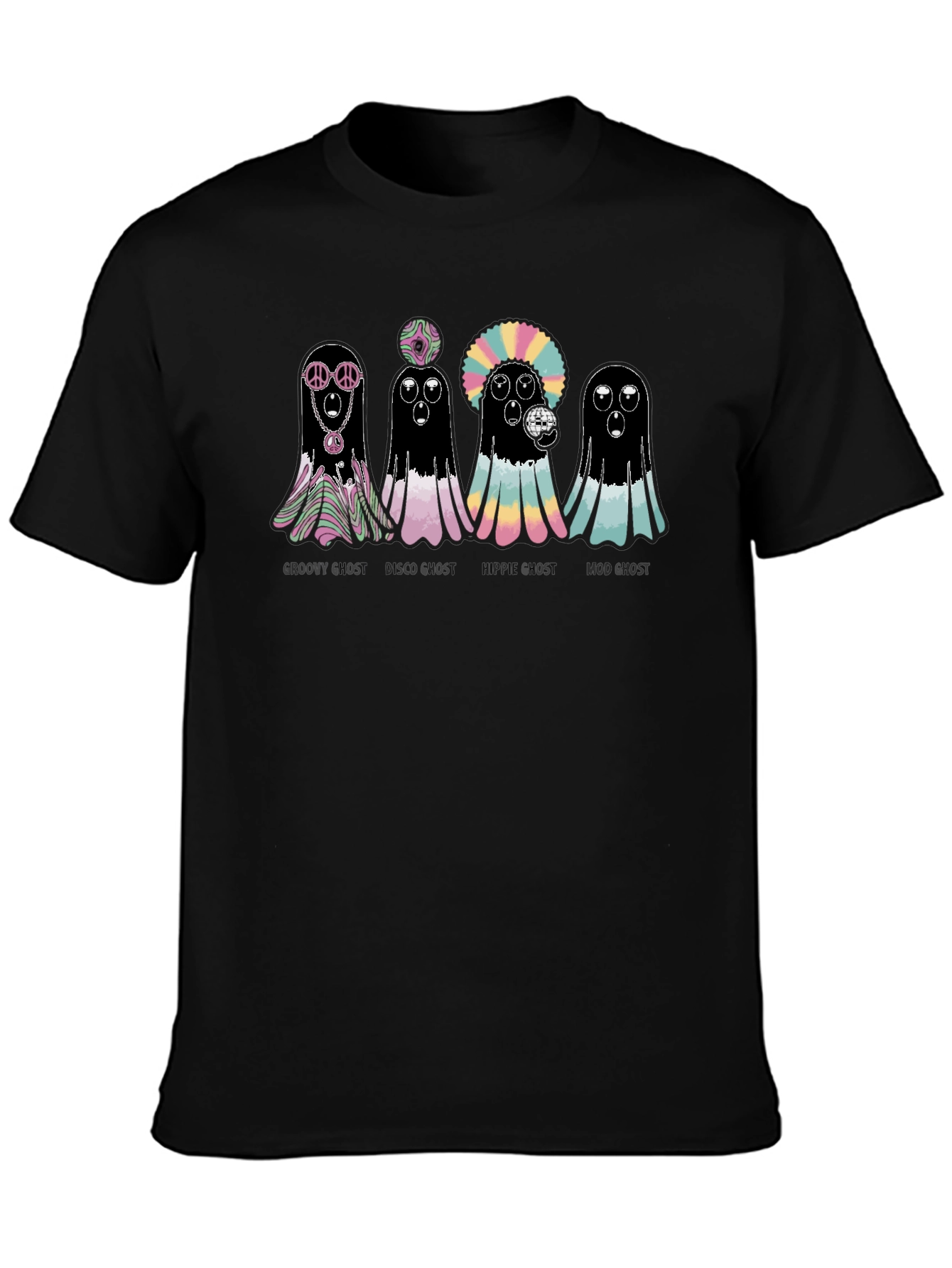 Black Groovy Ghost T-Shirt - Halloween Fun view 3