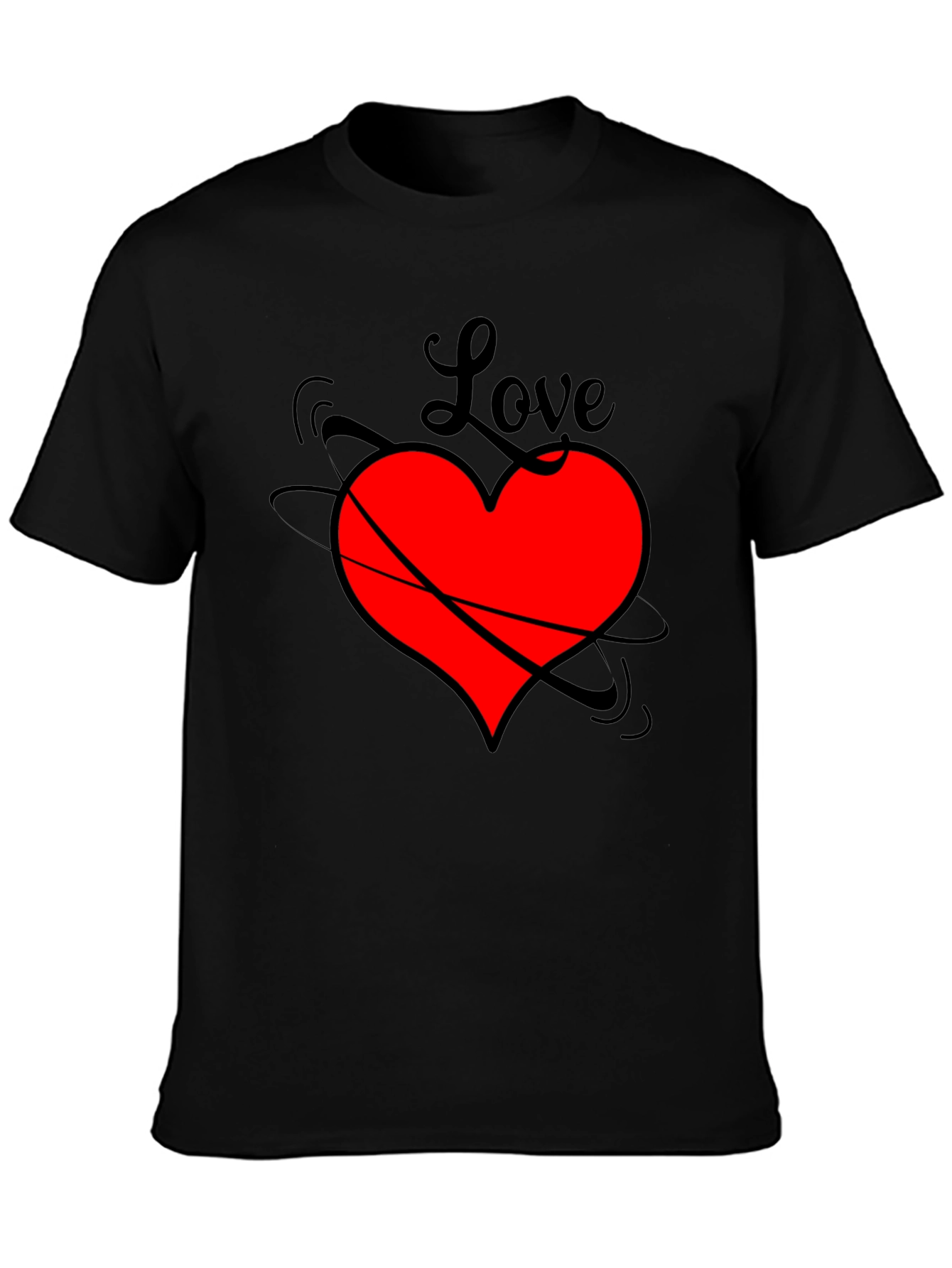 Black Love Heart Black T-Shirt - Stylish Graphic Tee view 3