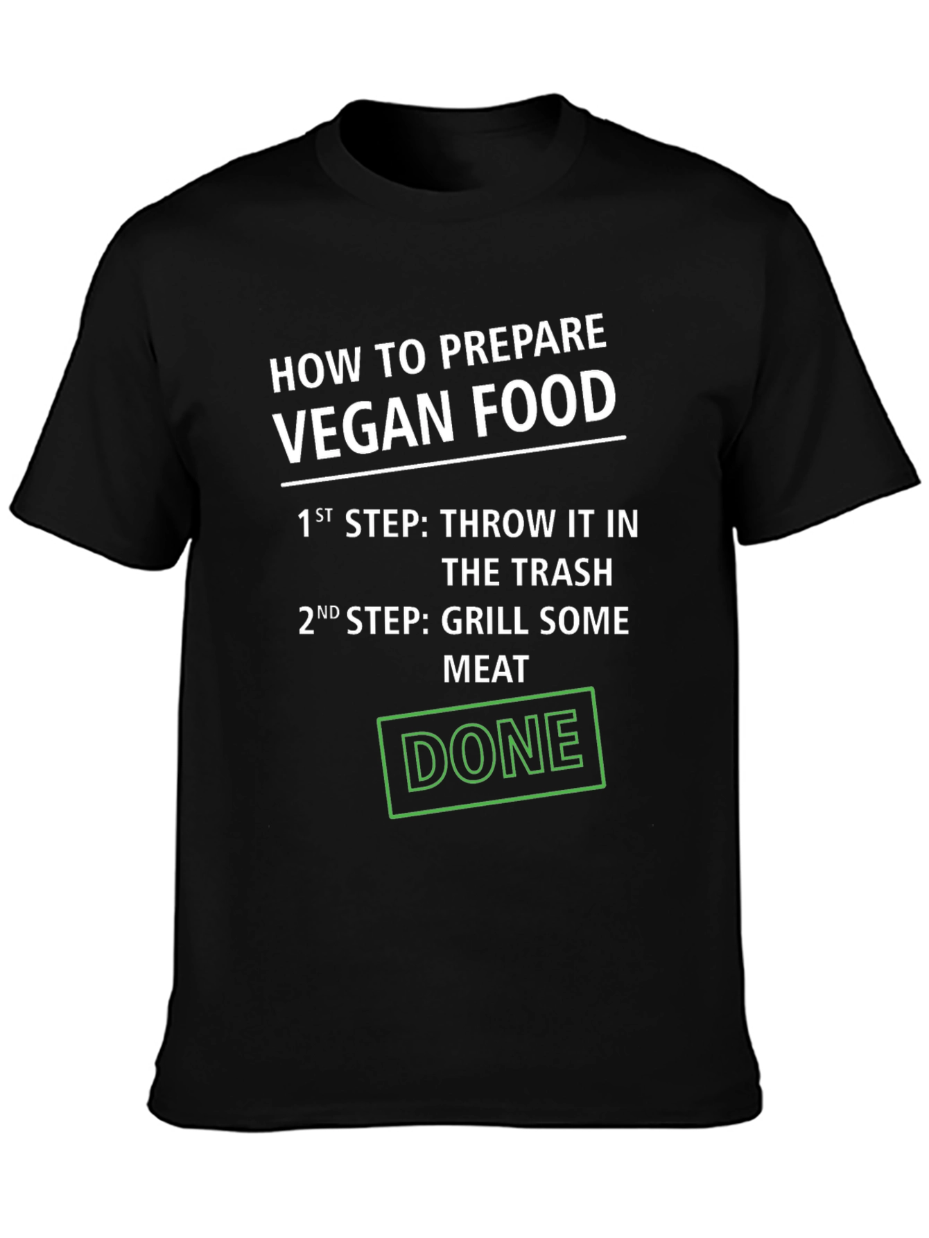 Black Vegan Food Prep Funny T-Shirt view 3