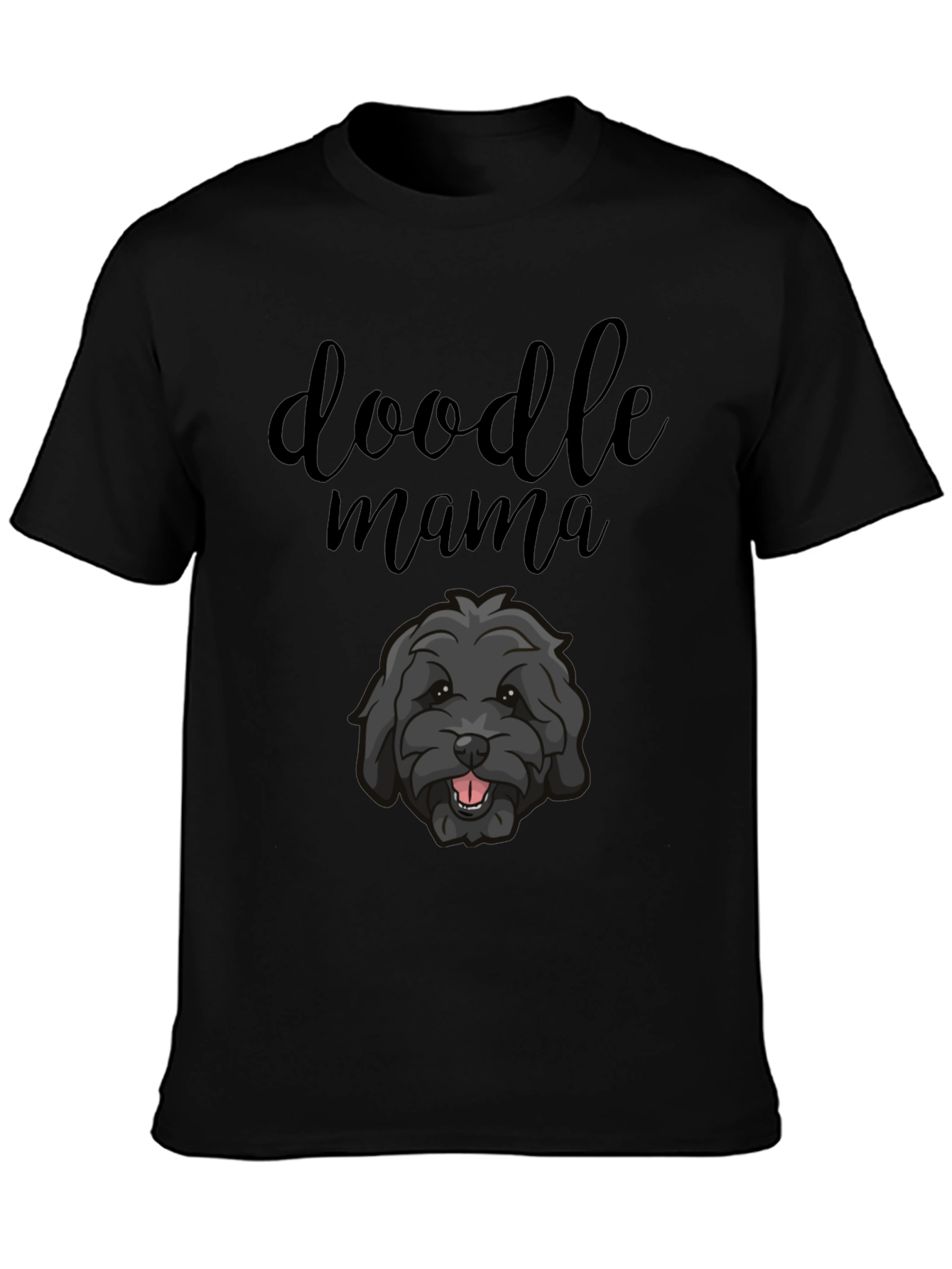 Black Doodle Mama Black T-Shirt - Dog Lover Tee view 3