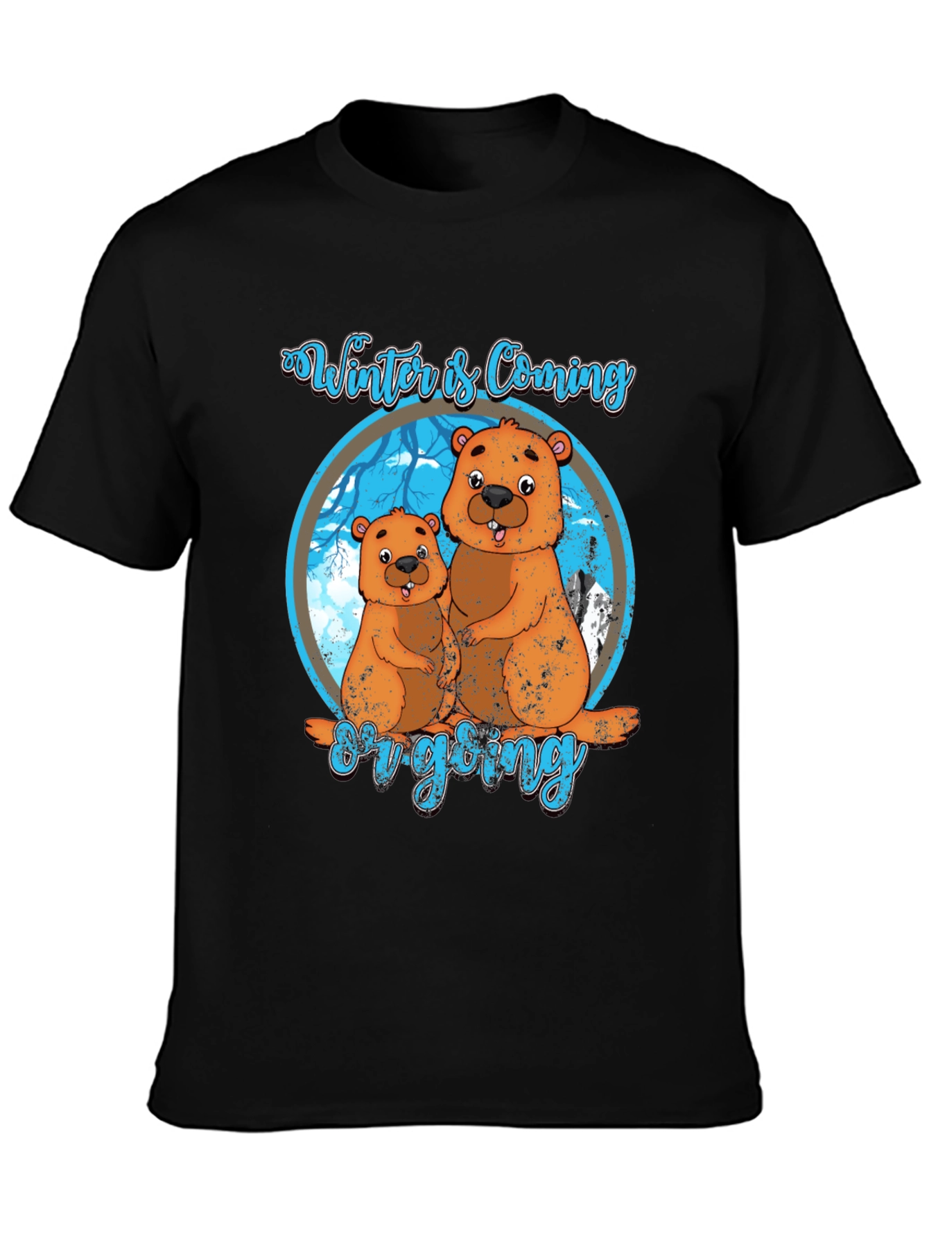 Black Winter is Coming Groundhog T-Shirt view 3