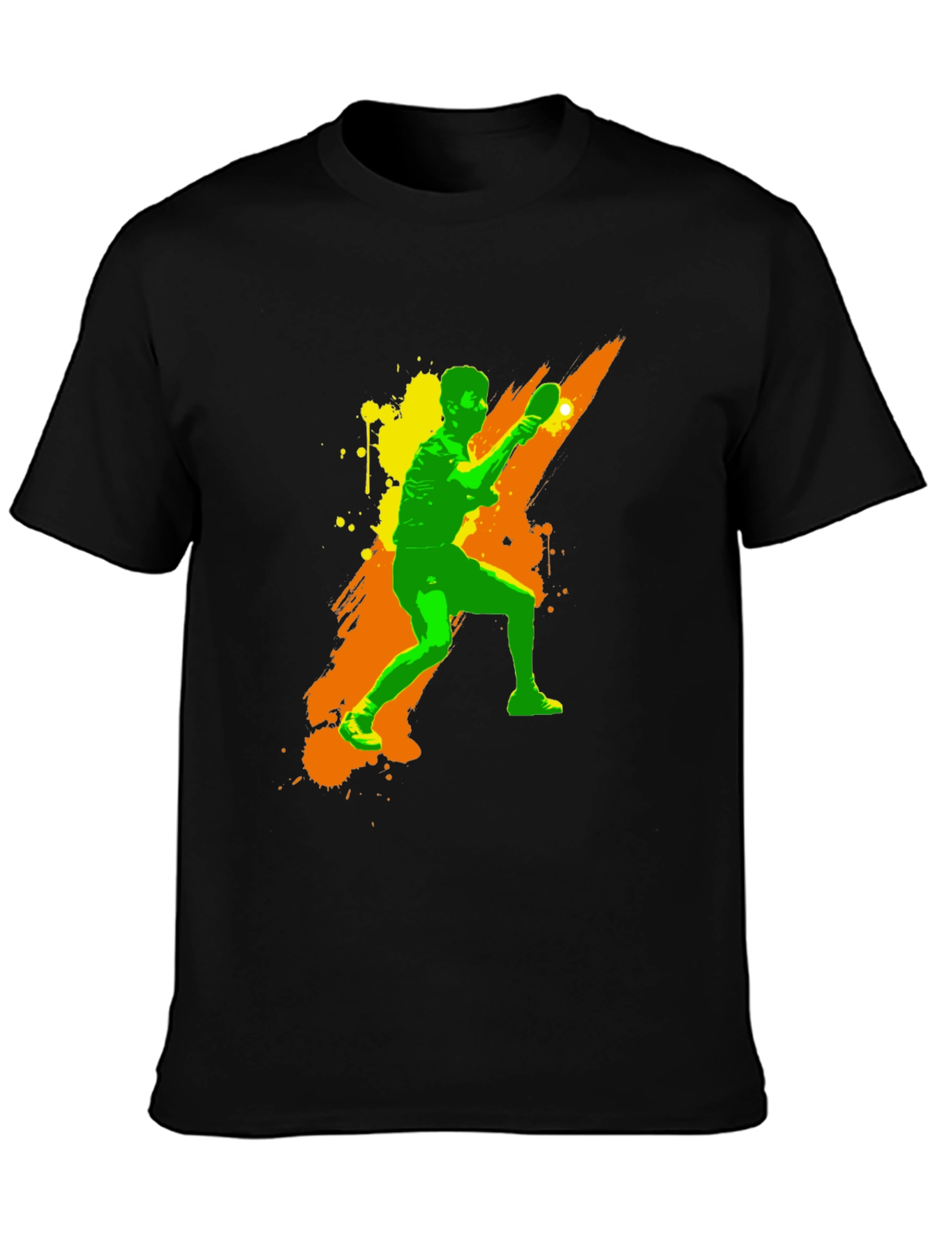 Black Table Tennis Player Graphic Tee - Black T-Shirt view 3