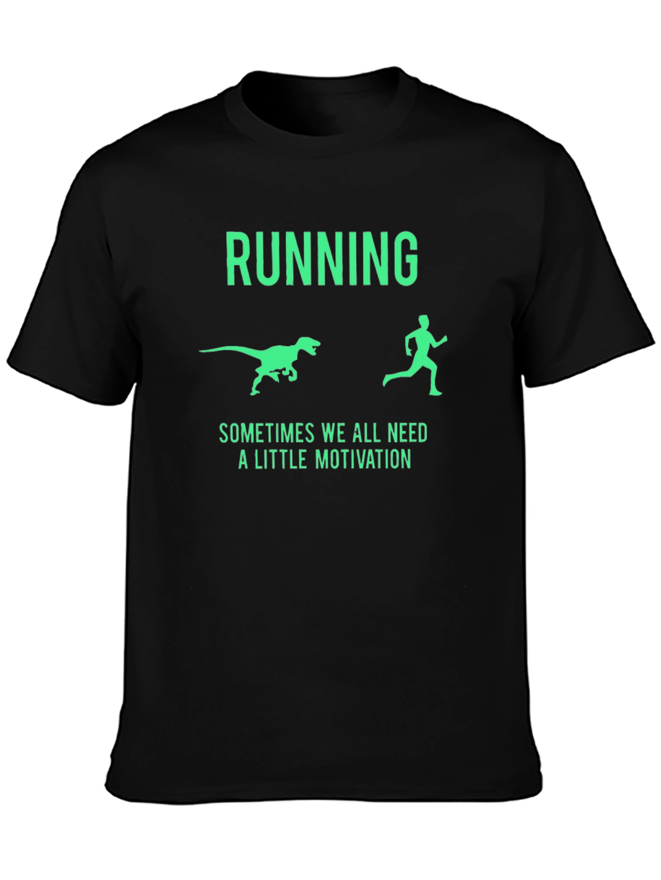 Black Running Dinosaur Motivation Graphic Tee view 3