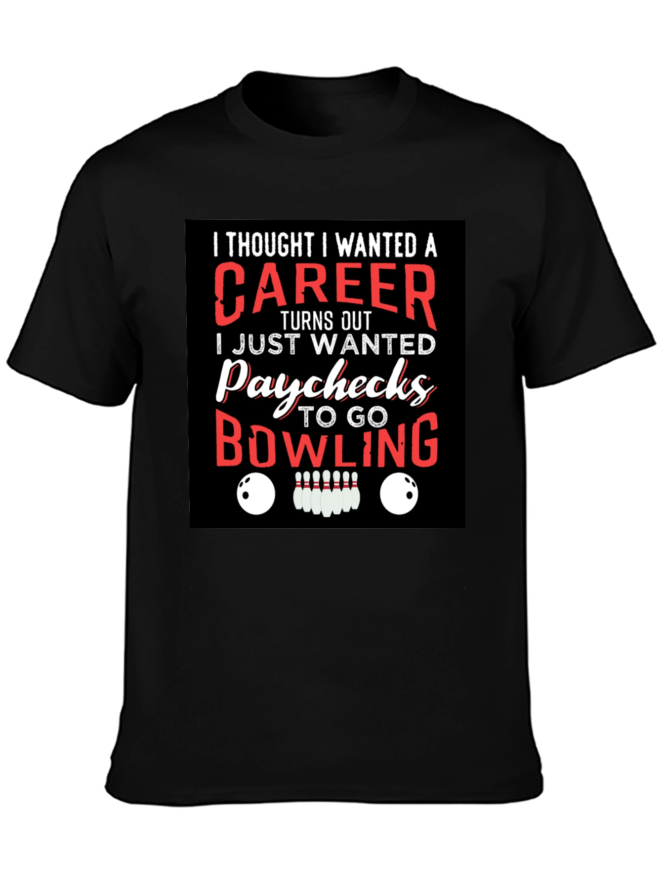 Black Bowling Paychecks Graphic T-Shirt view 3