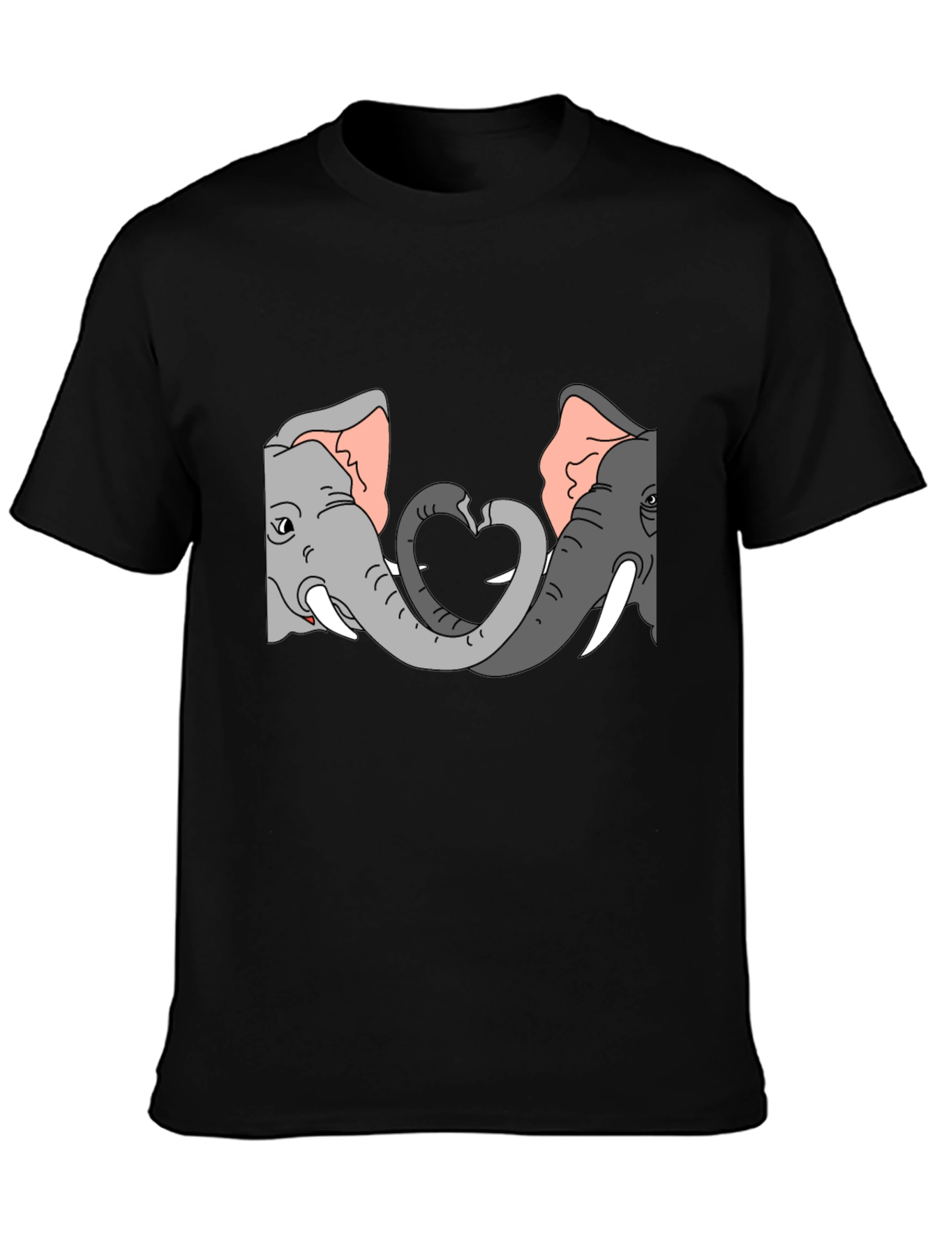 Black Elephant Love Heart Graphic Tee - Black view 3